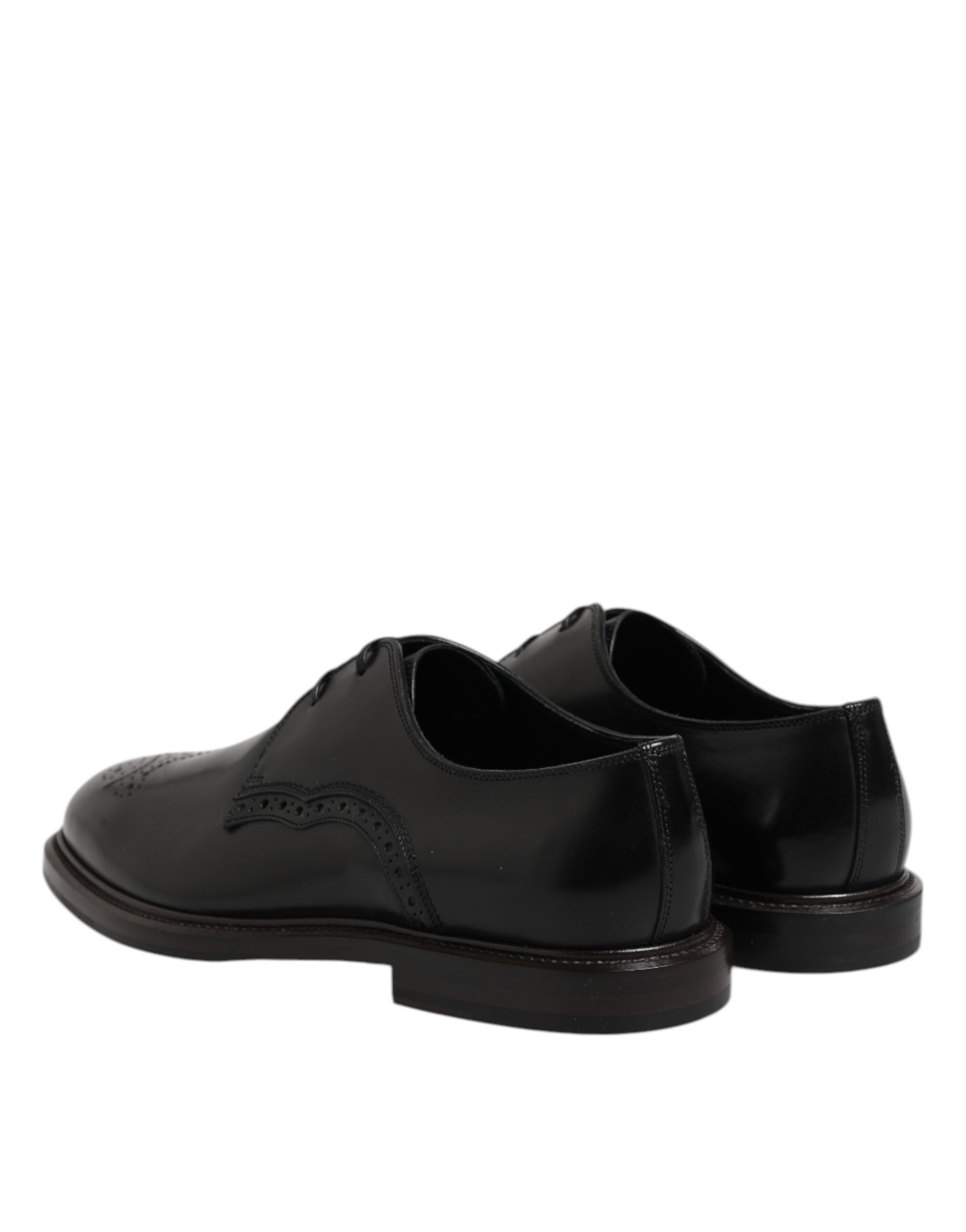 Dolce & Gabbana Black Leather Derby Wingtip Formal Shoes - Image 5