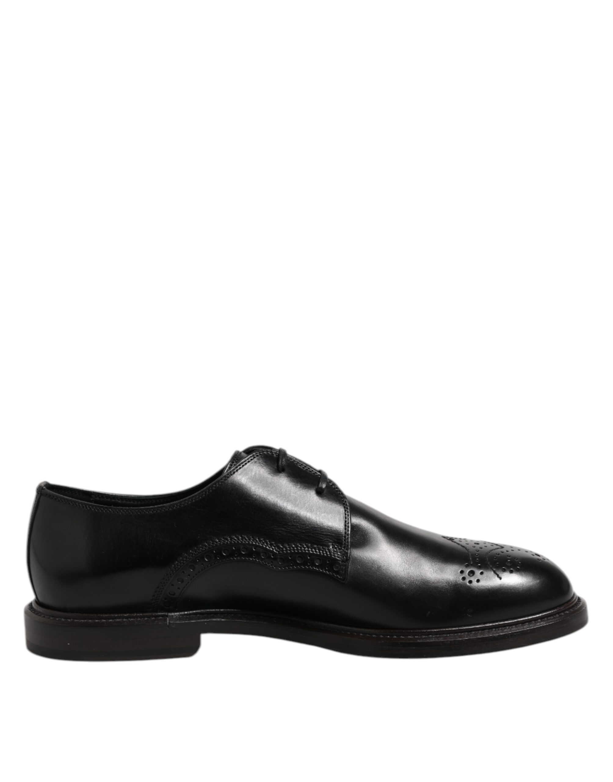Dolce & Gabbana Black Leather Derby Wingtip Formal Shoes - Image 7