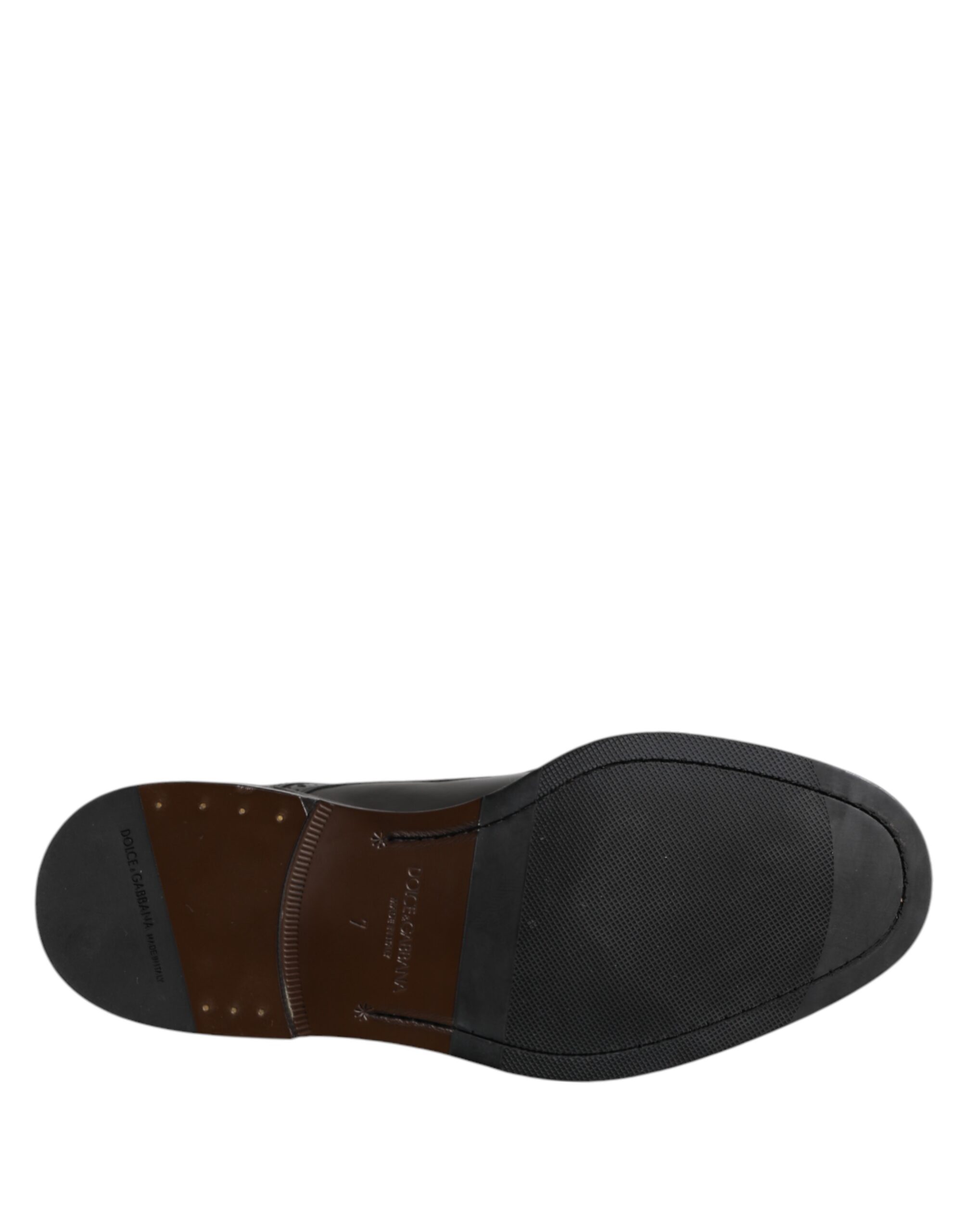 Dolce & Gabbana Black Leather Derby Wingtip Formal Shoes - Image 8