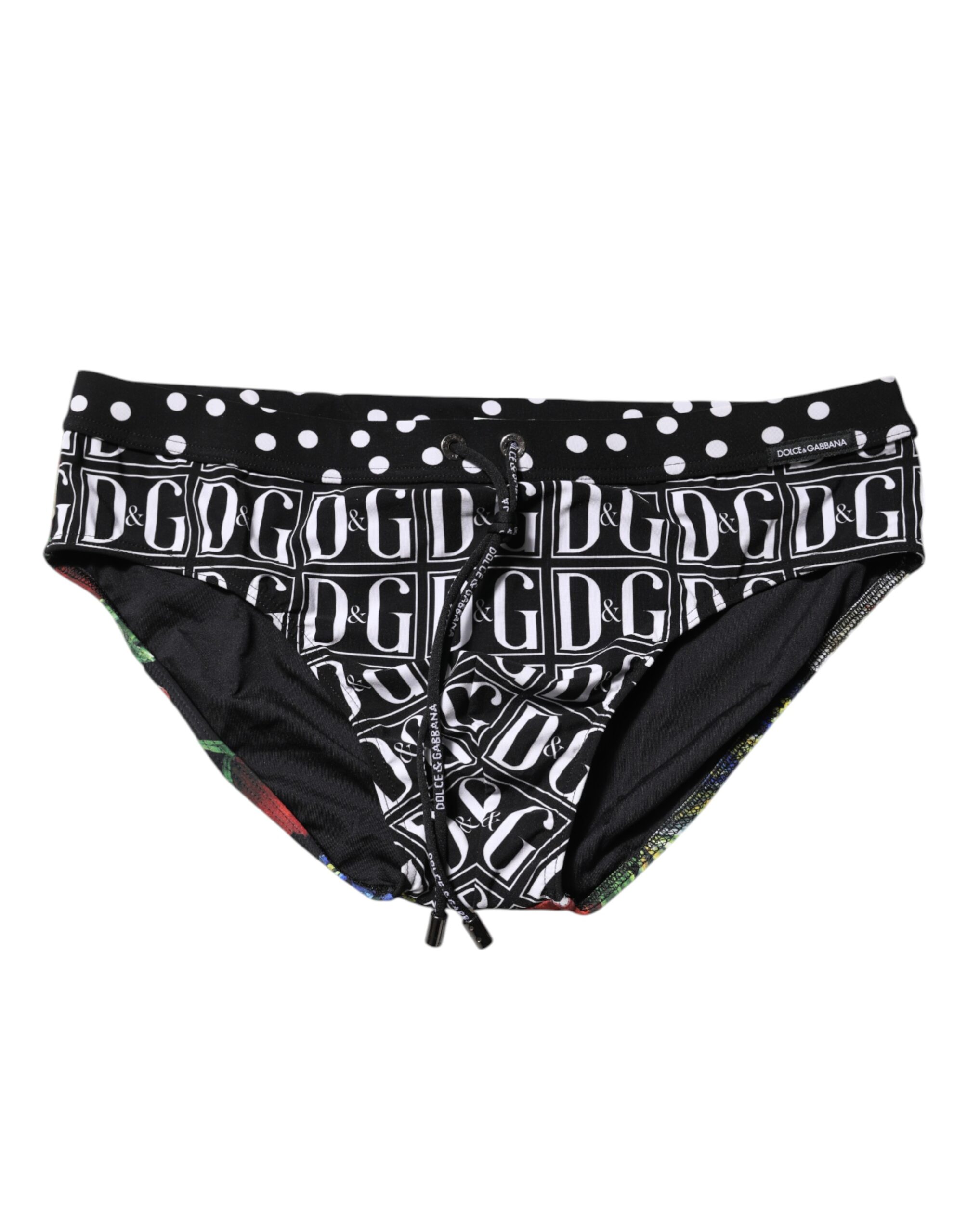 Dolce & Gabbana Black Floral Logo Beachwear Men Brief Swimwear - Image 2