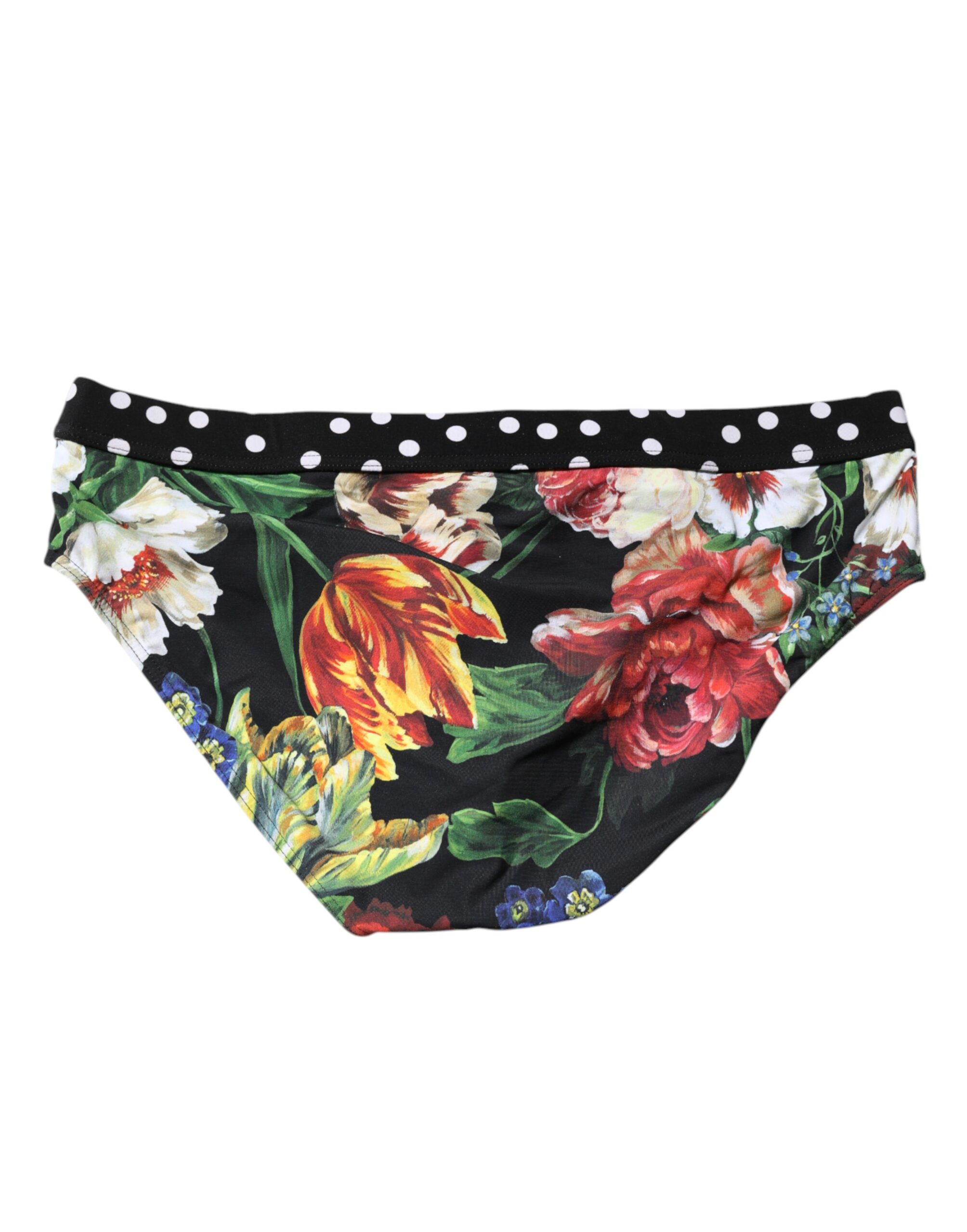 Dolce & Gabbana Black Floral Logo Beachwear Men Brief Swimwear - Image 4