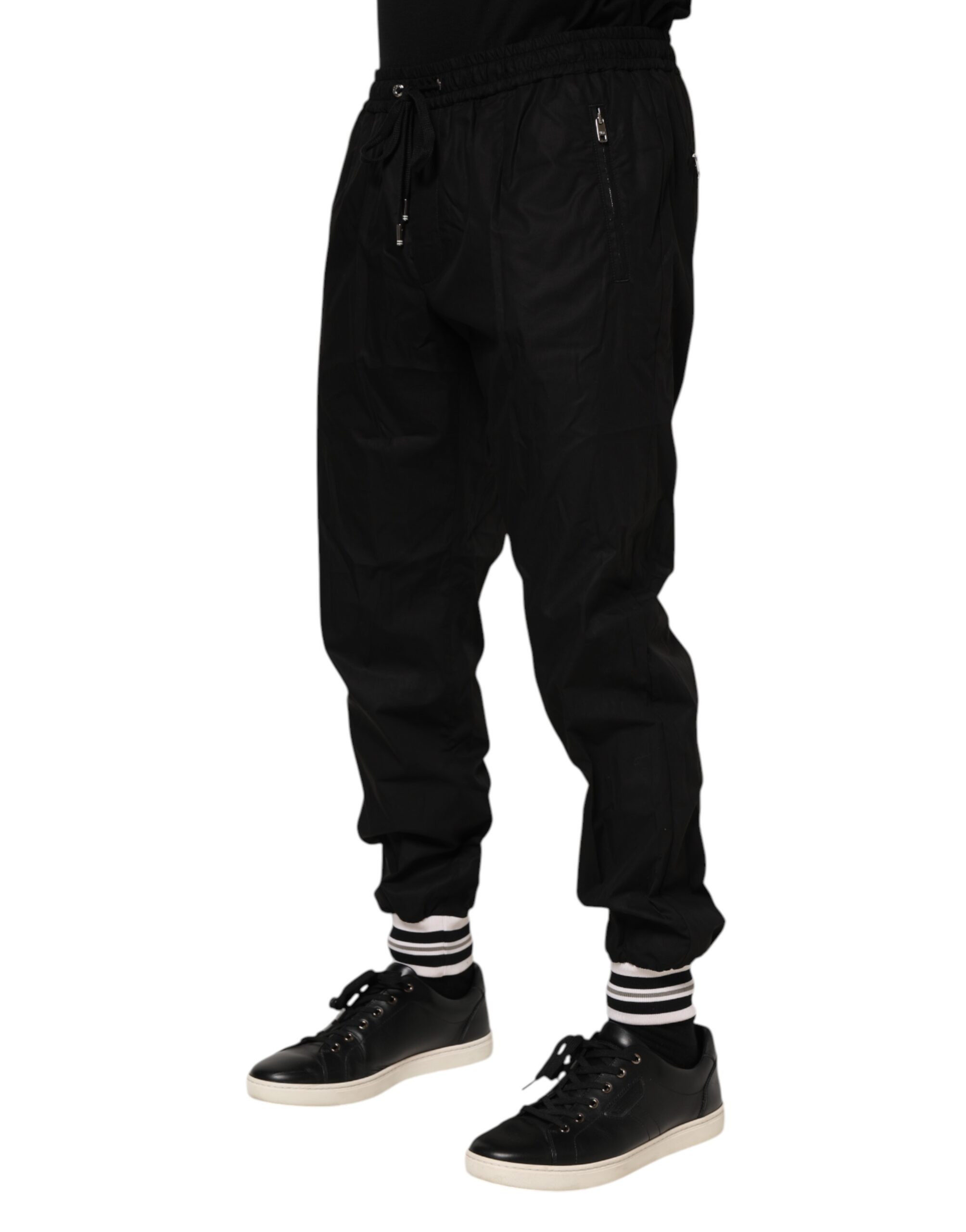 Dolce & Gabbana Black Cotton Logo Tape Men Jogger Pants - Image 3