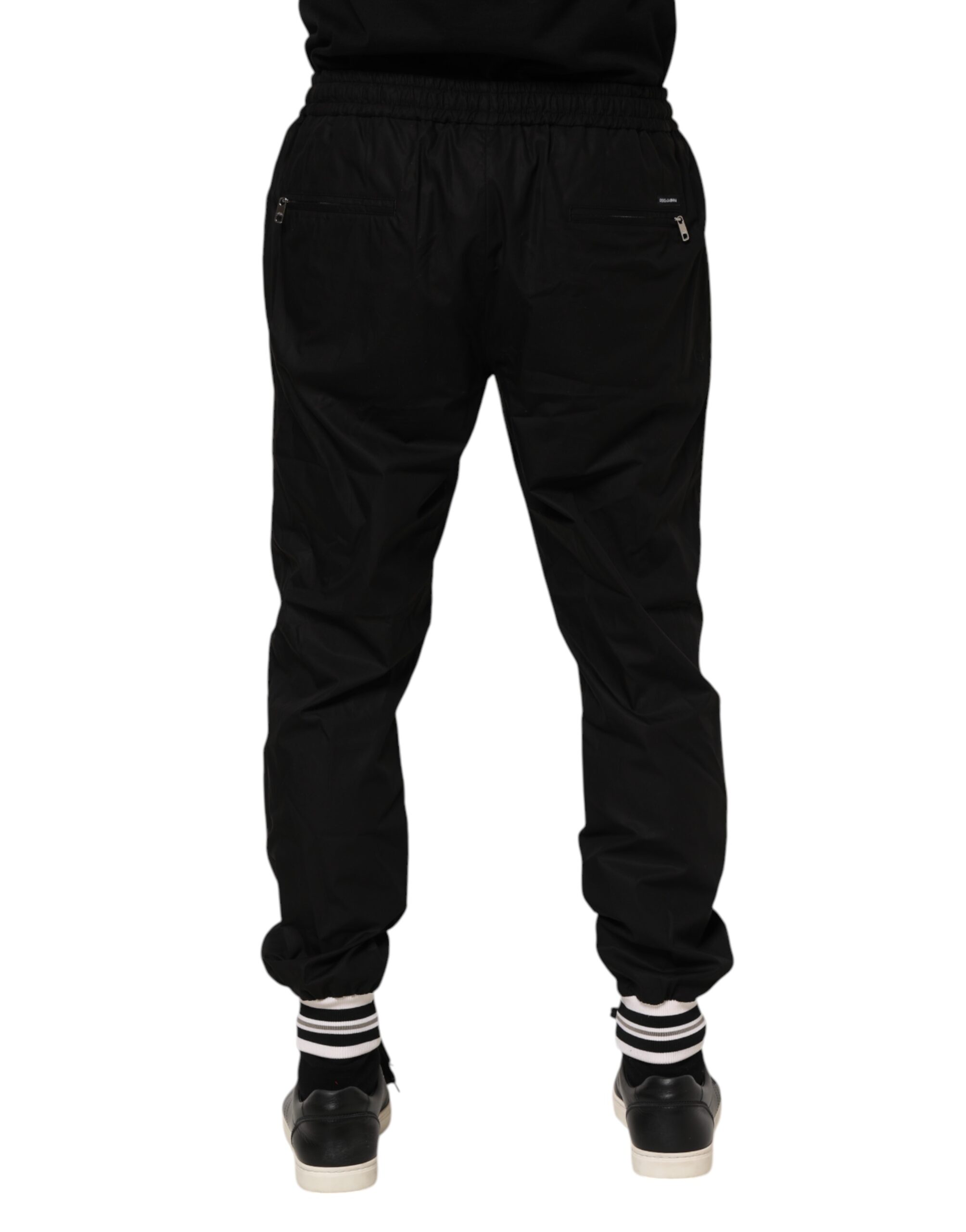 Dolce & Gabbana Black Cotton Logo Tape Men Jogger Pants - Image 4