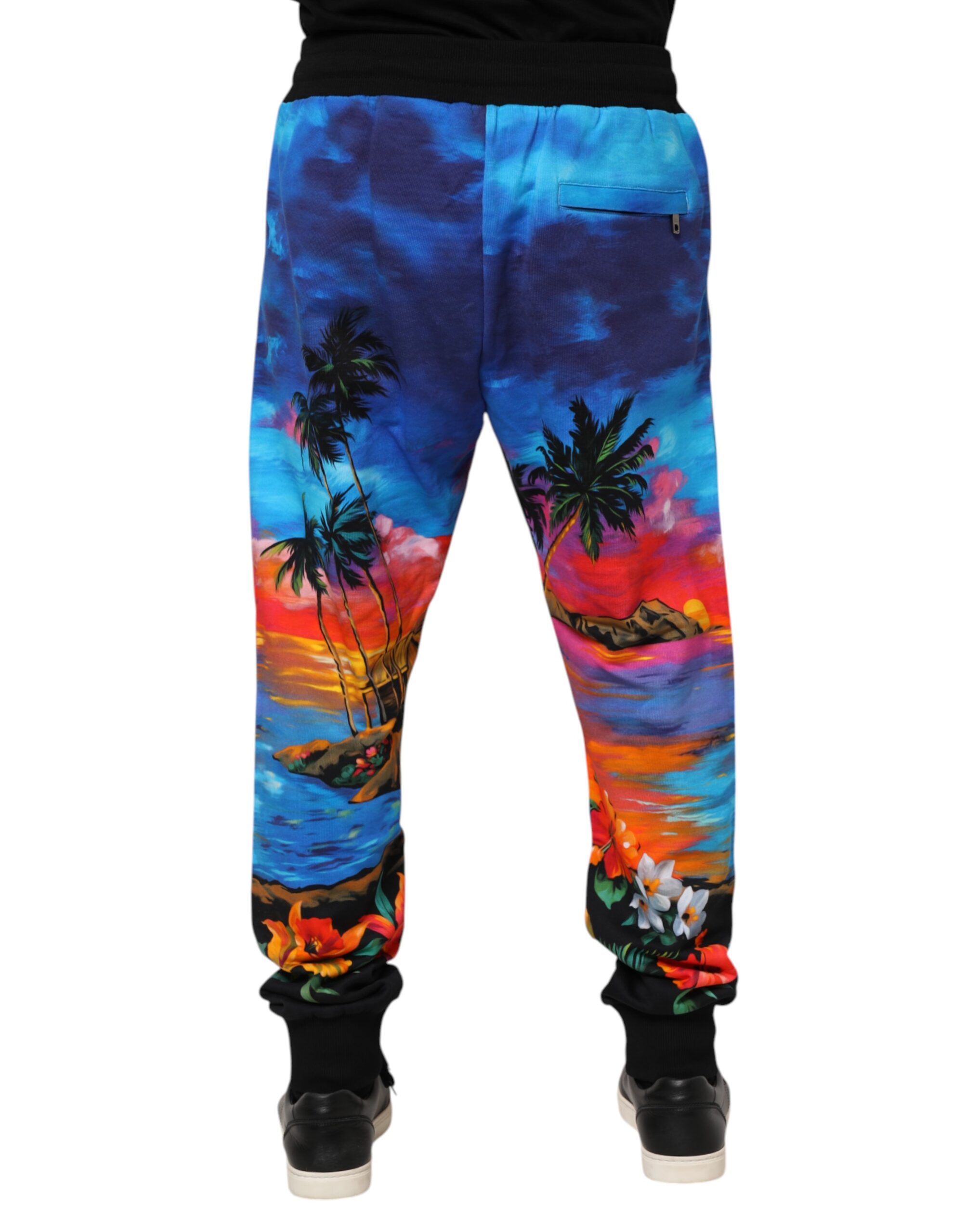 Dolce & Gabbana Blue Hawaiian Print Jogger Sweatpants Pants - Image 4