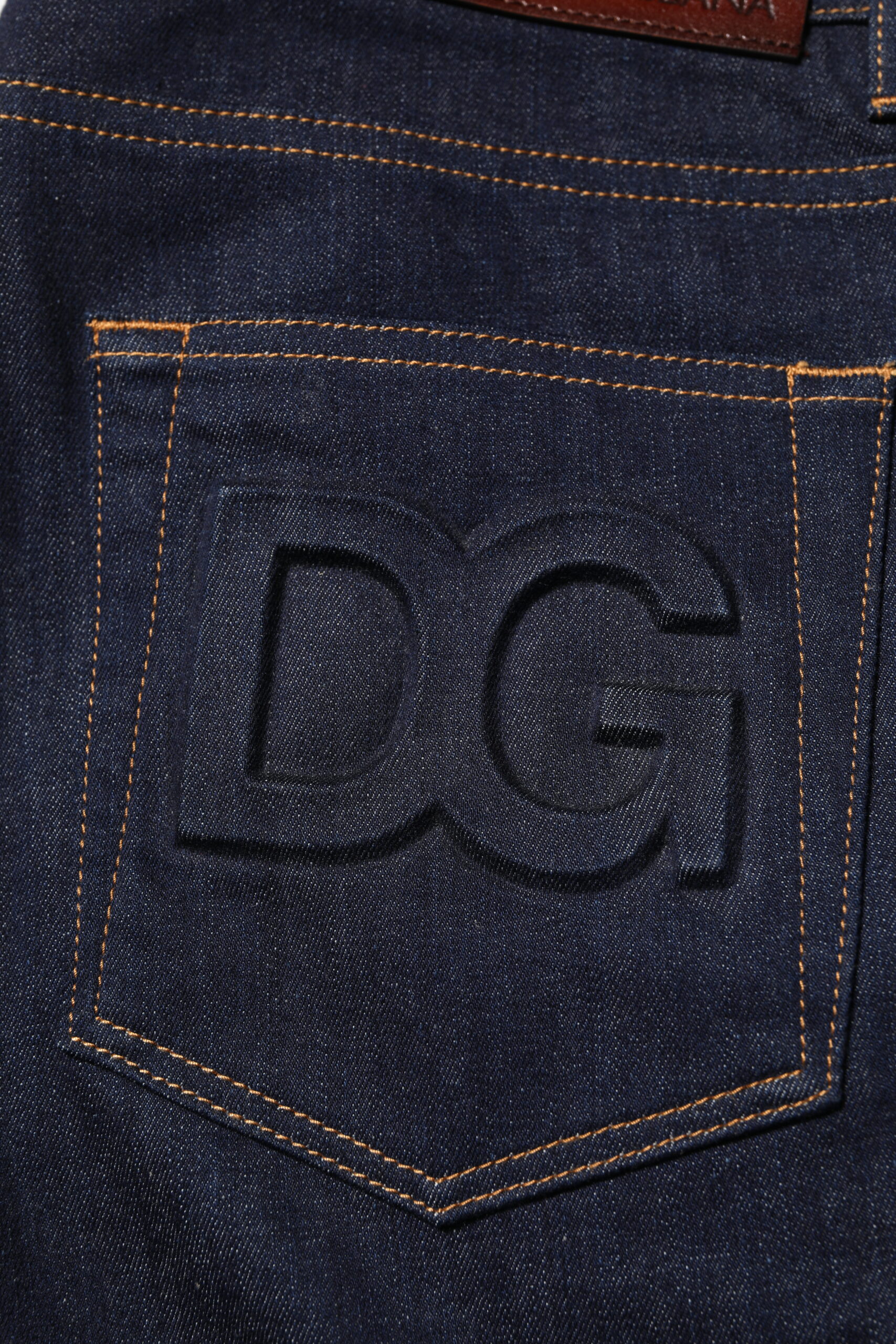 Dolce & Gabbana Dark Blue Cotton Logo Slim Fit Men Denim Jeans - Image 6