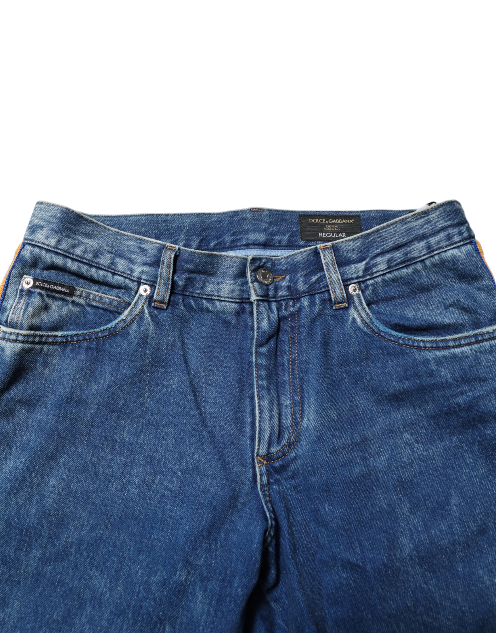 Dolce & Gabbana Blue Cotton Logo Plaque Denim Jeans - Image 5
