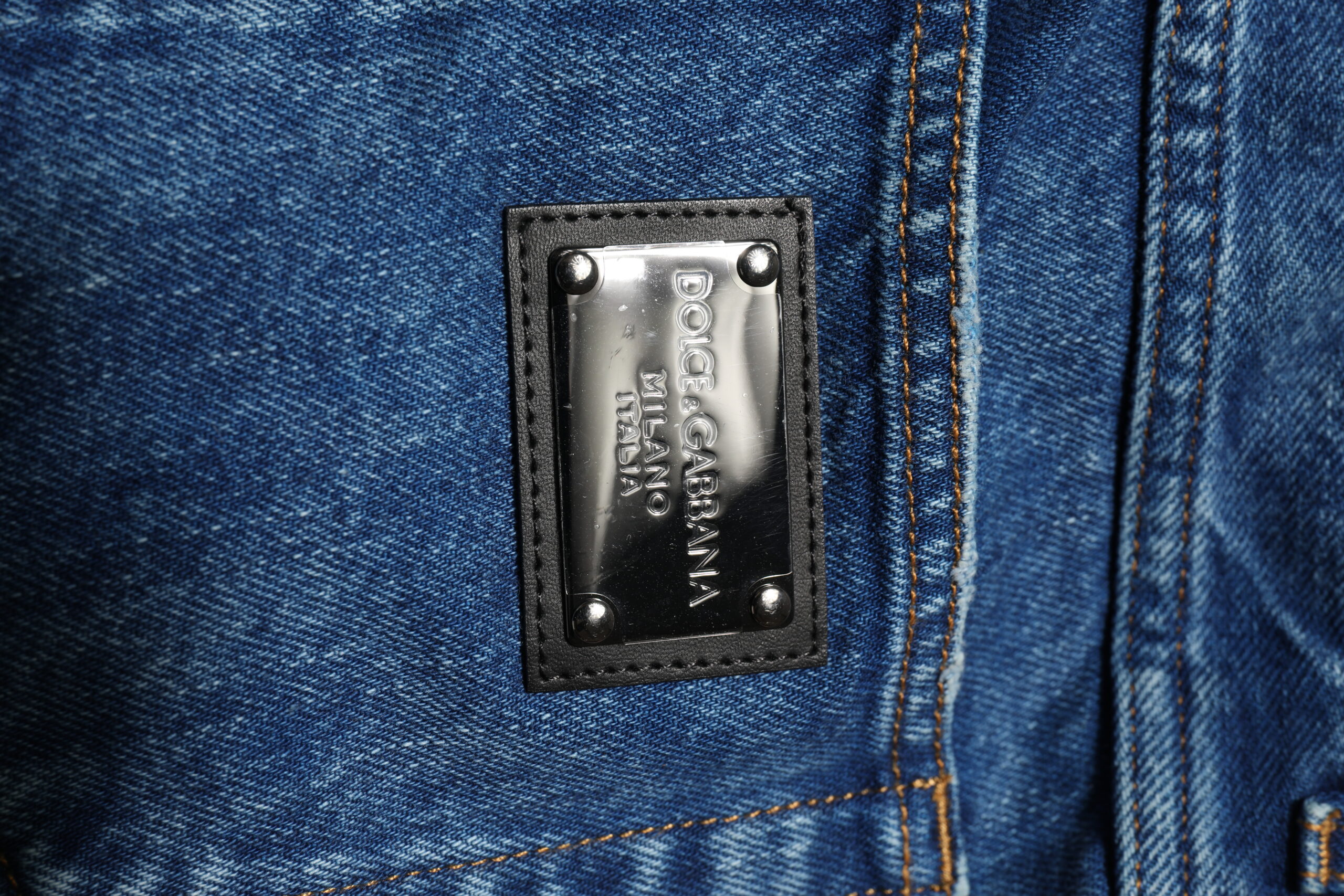 Dolce & Gabbana Blue Cotton Logo Plaque Denim Jeans - Image 6