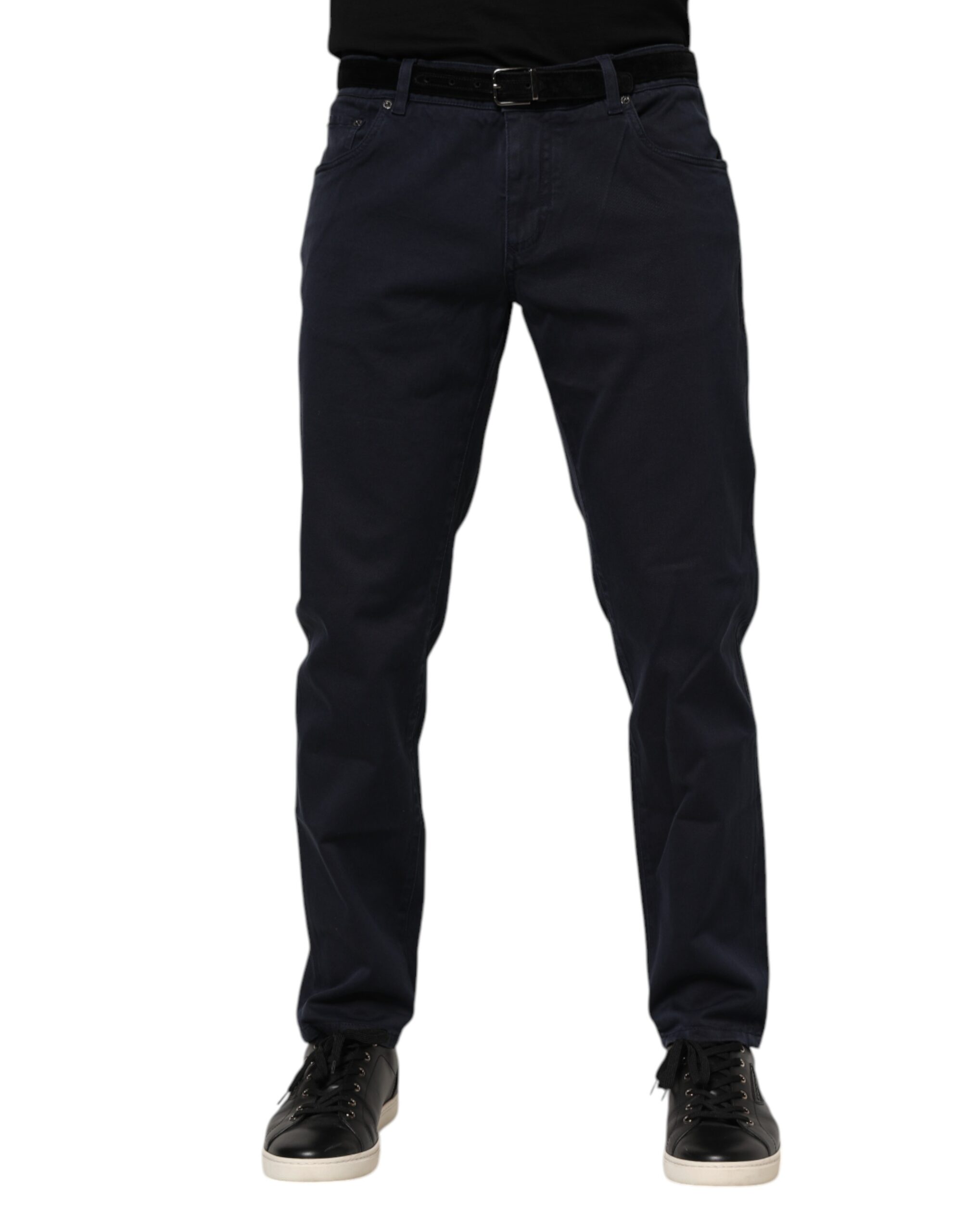 Dolce & Gabbana Blue Cotton Tapered Denim Jeans - Image 2