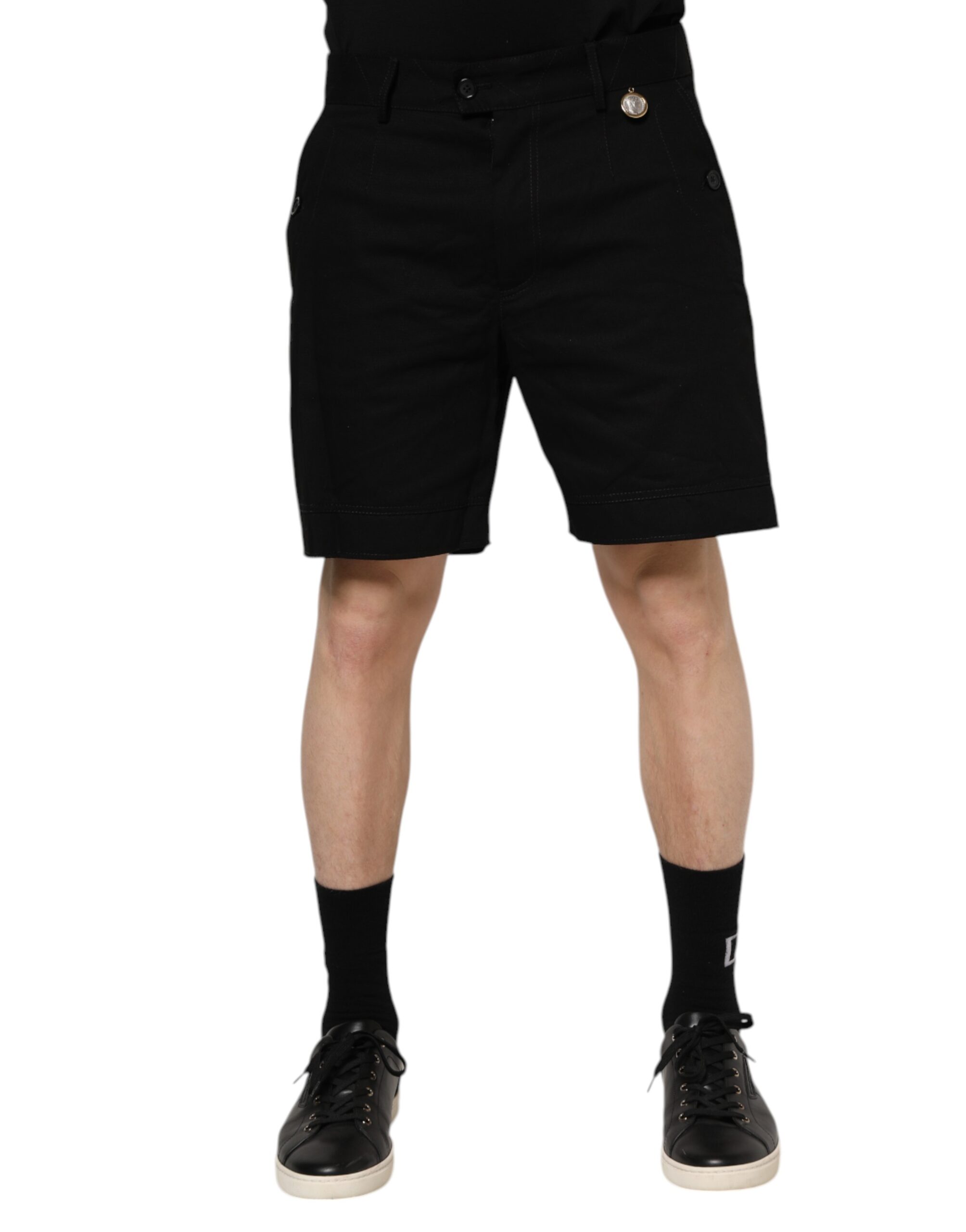 Dolce & Gabbana Black Cotton Knee Length Men Bermuda Shorts - Image 2