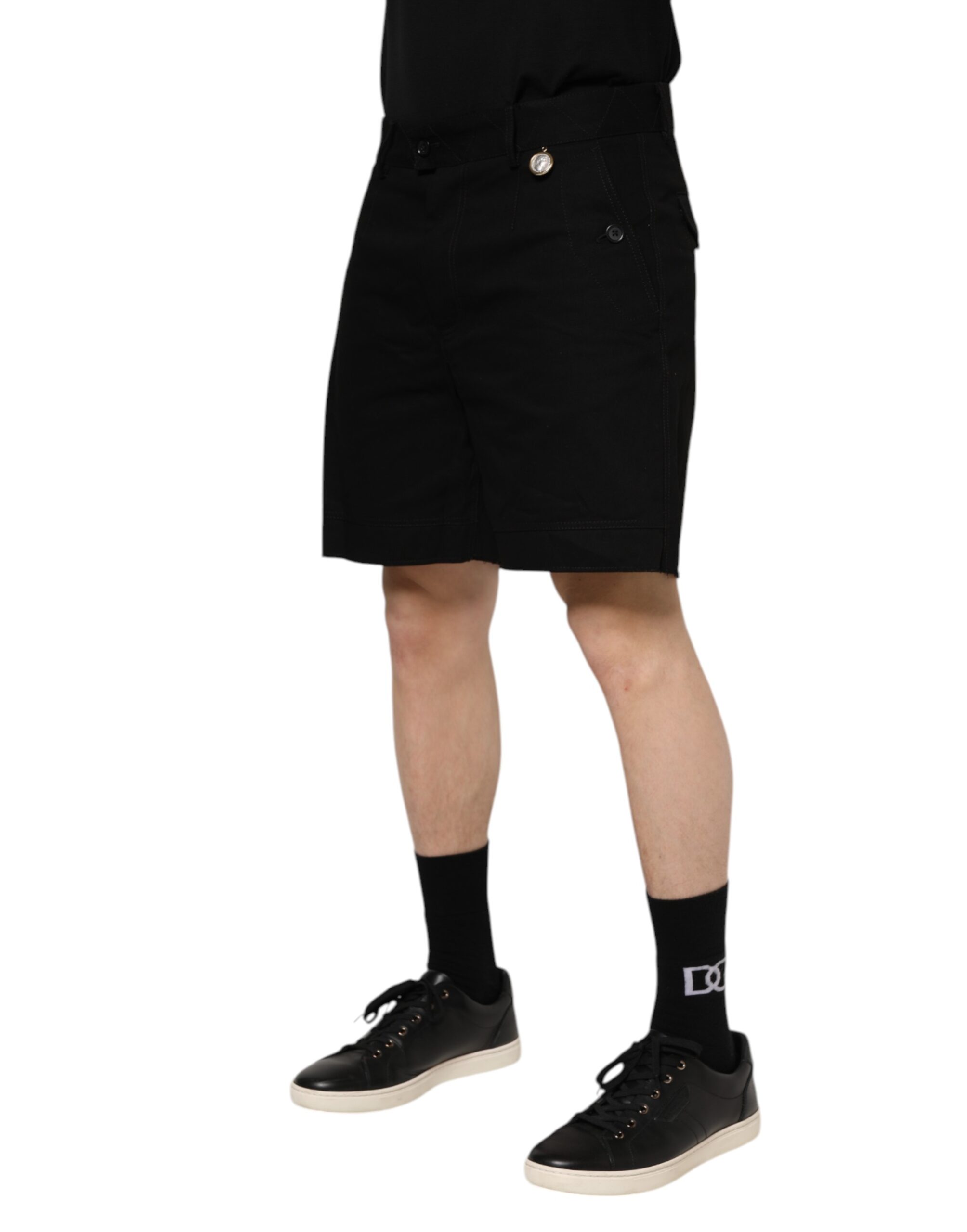 Dolce & Gabbana Black Cotton Knee Length Men Bermuda Shorts - Image 3