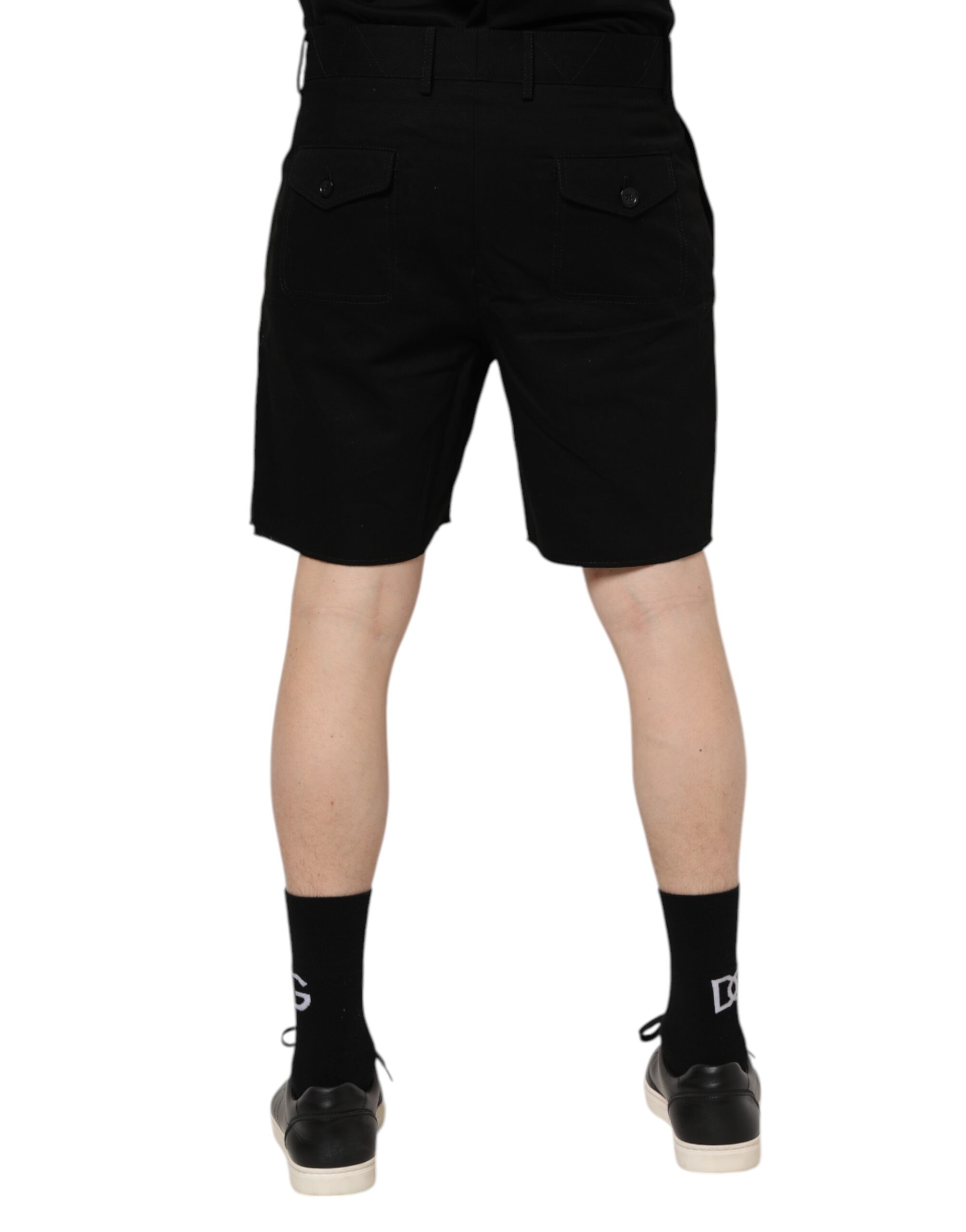 Dolce & Gabbana Black Cotton Knee Length Men Bermuda Shorts - Image 4
