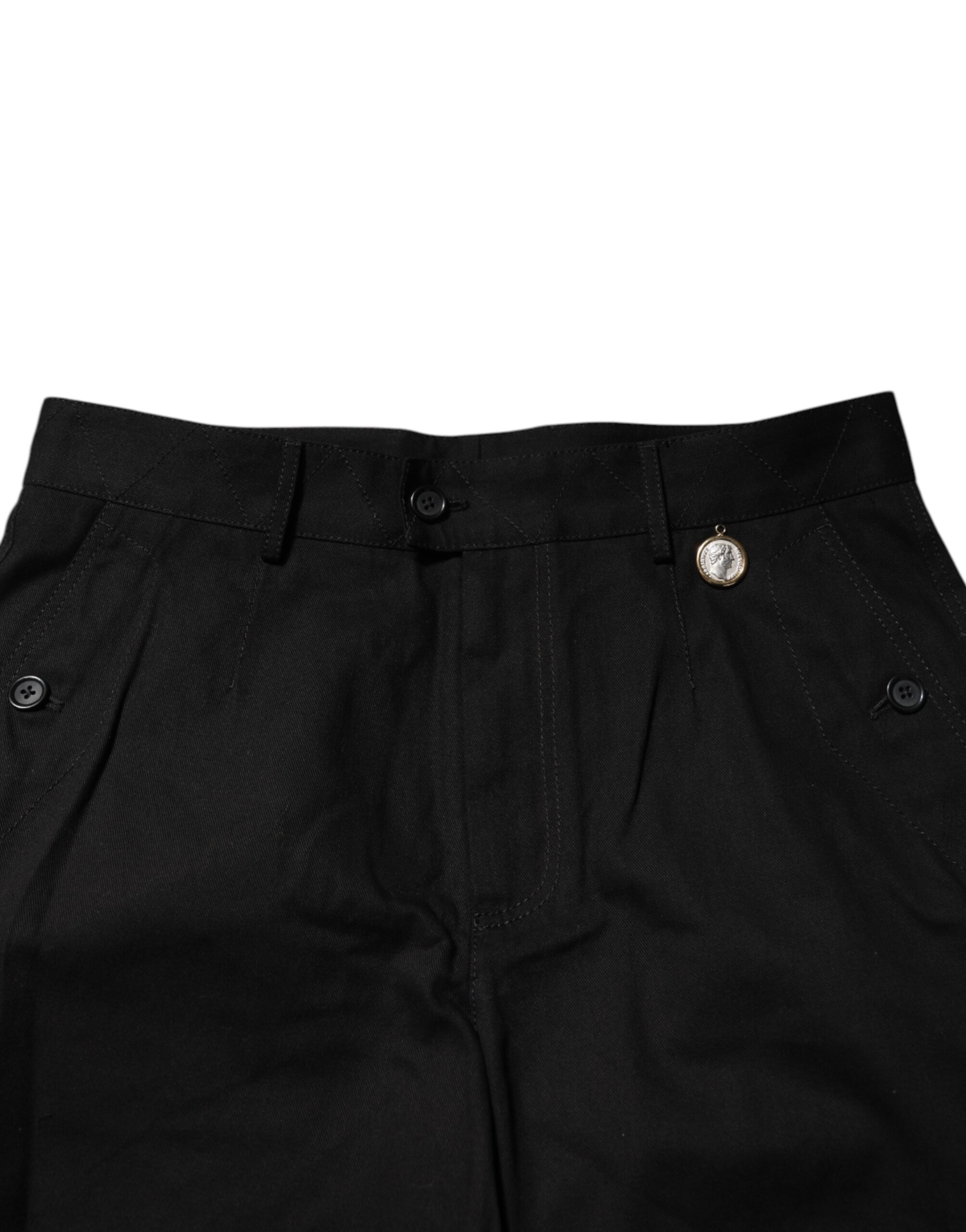 Dolce & Gabbana Black Cotton Knee Length Men Bermuda Shorts - Image 5