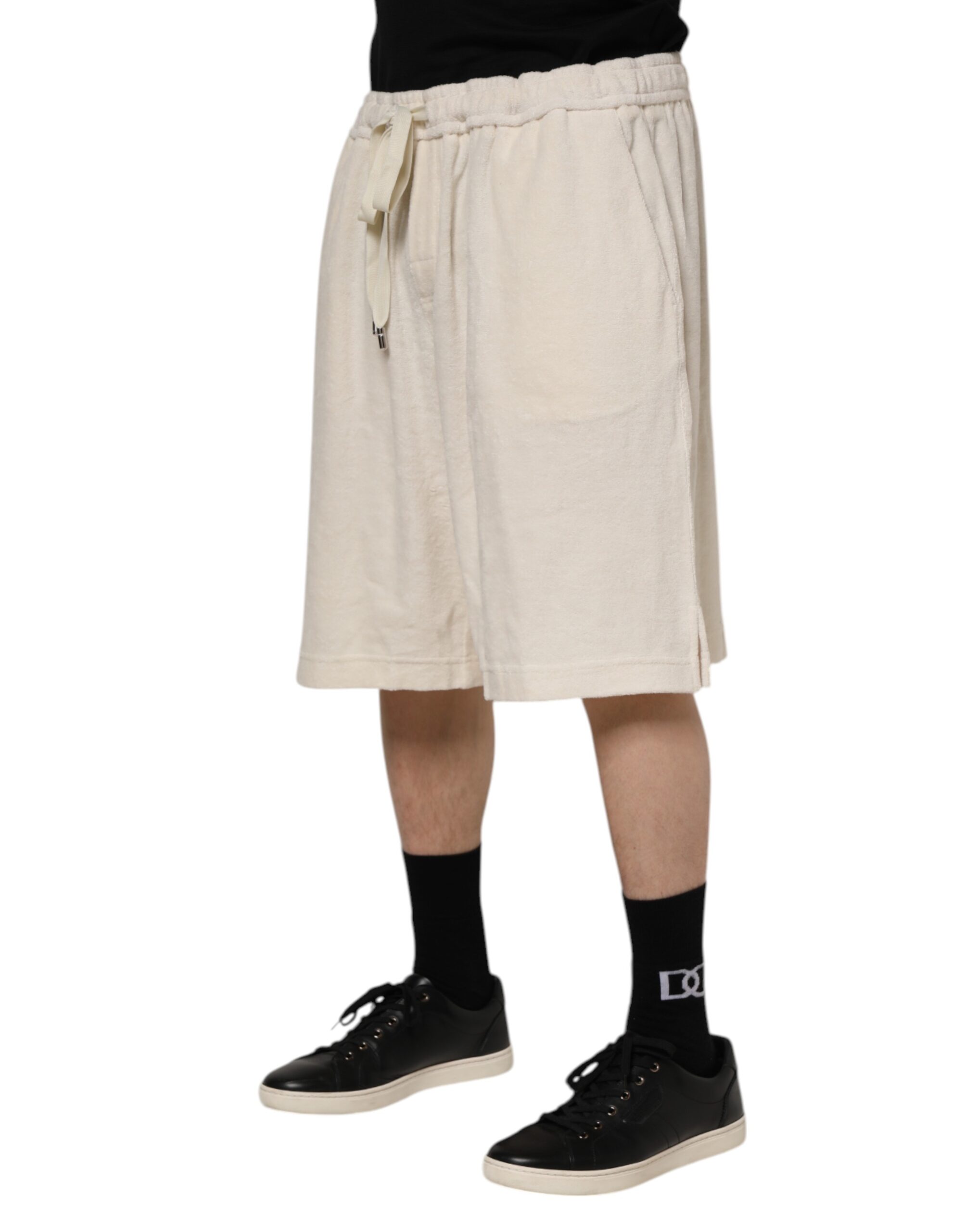 Dolce & Gabbana Ivory Cotton Men Bermuda Sweatshorts Shorts - Image 3