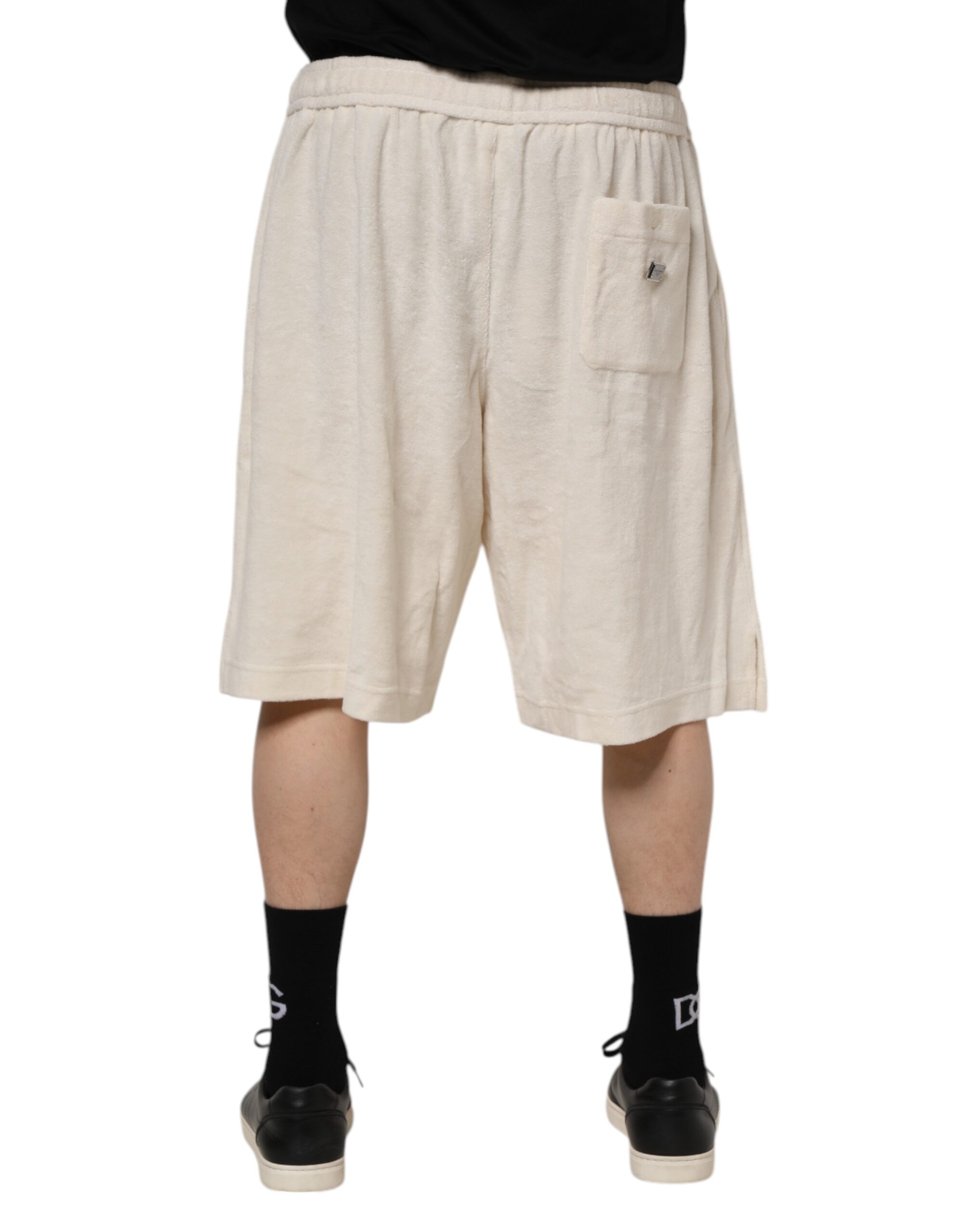 Dolce & Gabbana Ivory Cotton Men Bermuda Sweatshorts Shorts - Image 4