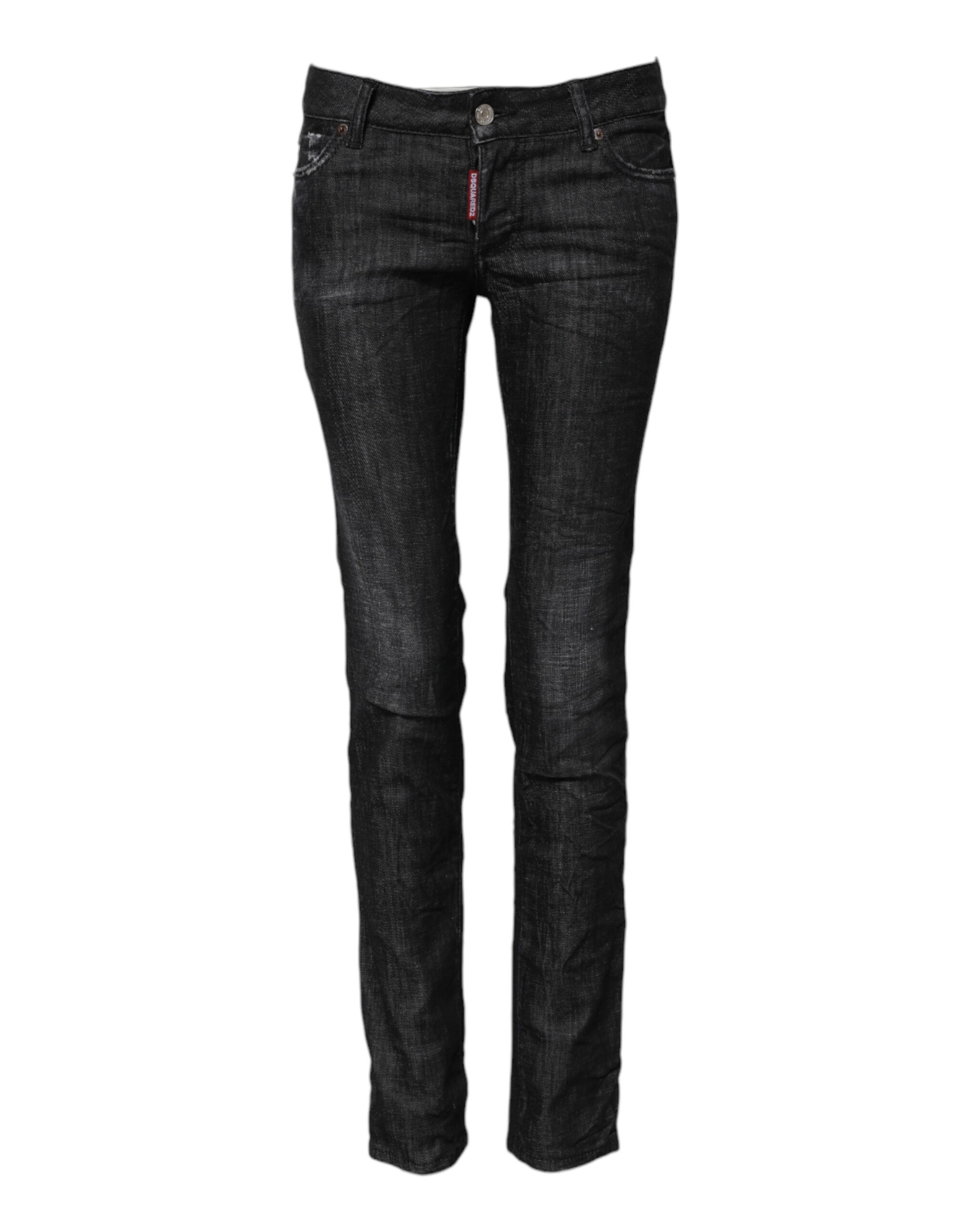 Dsquared² Black Cotton Low Waist Skinny Denim Jeans - Image 2