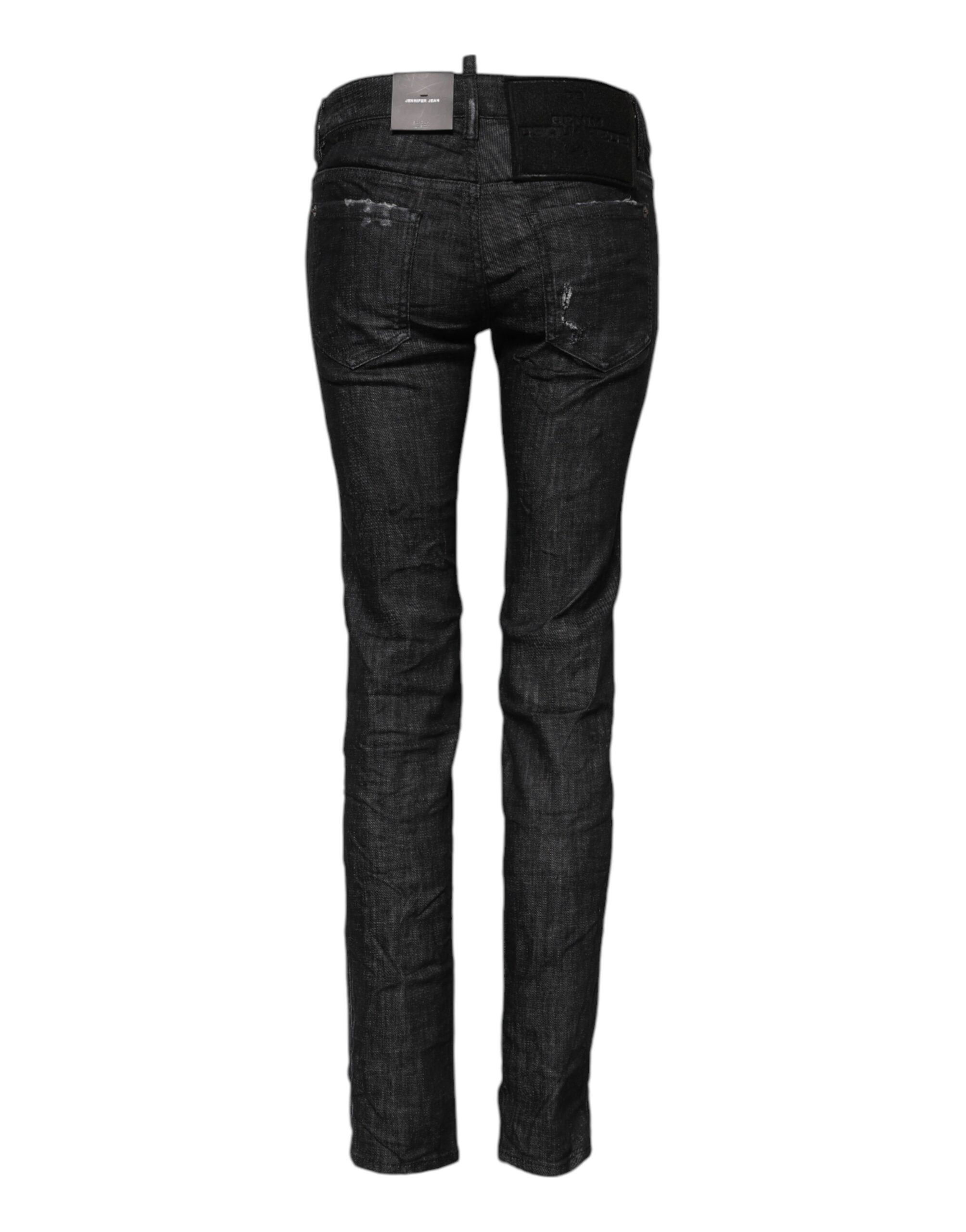 Dsquared² Black Cotton Low Waist Skinny Denim Jeans - Image 3