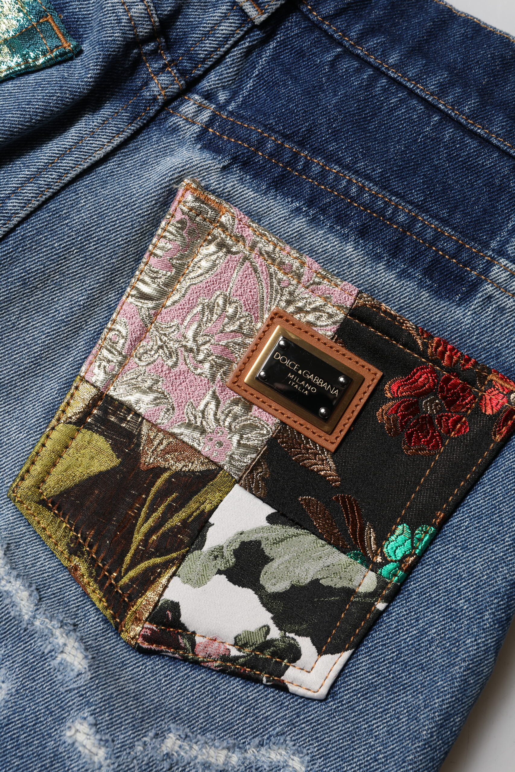 Dolce & Gabbana Blue Cotton Tattered High Waist Denim Jeans - Image 5