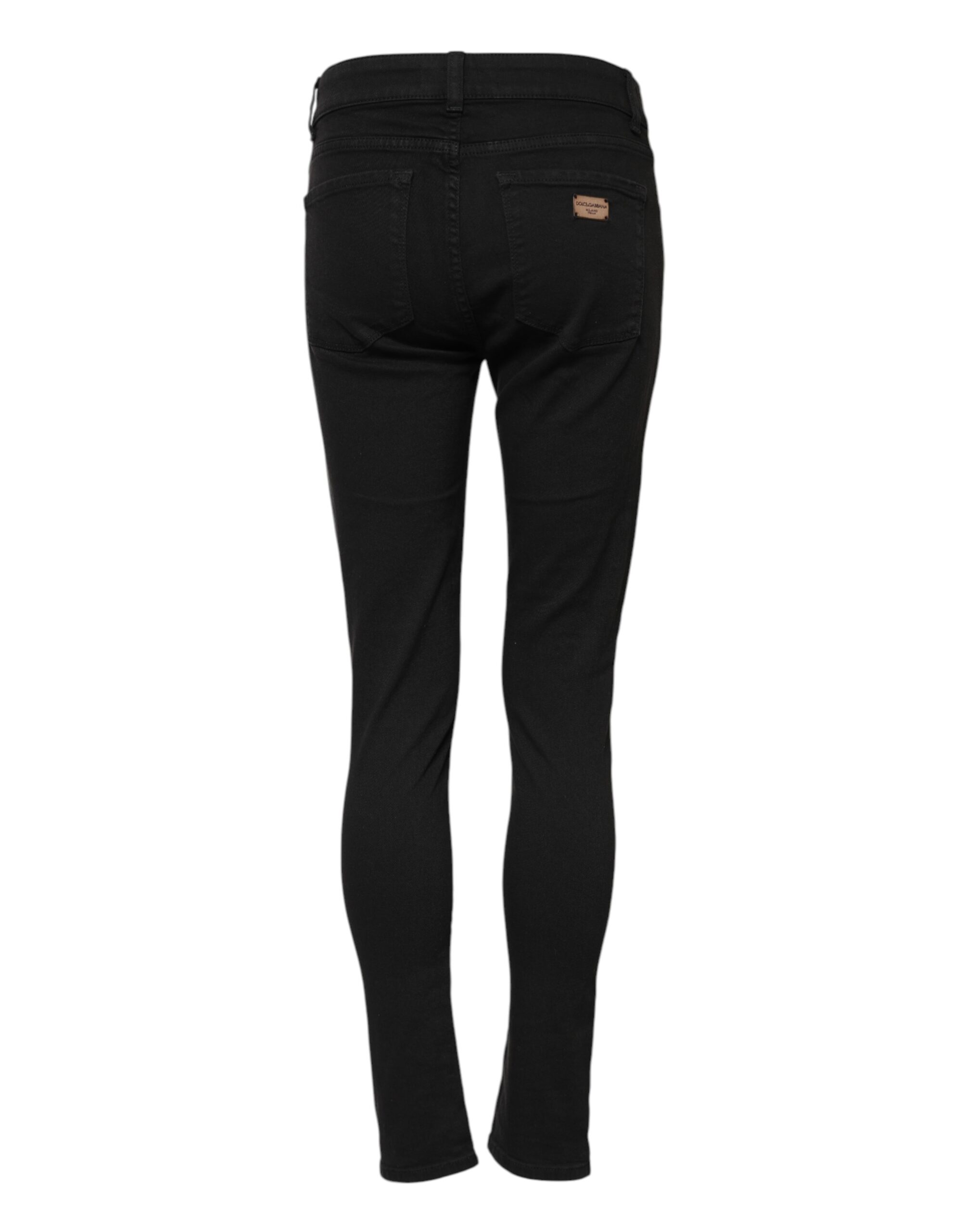 Dolce & Gabbana Black Cotton Skinny Mid Waist Denim Jeans - Image 3