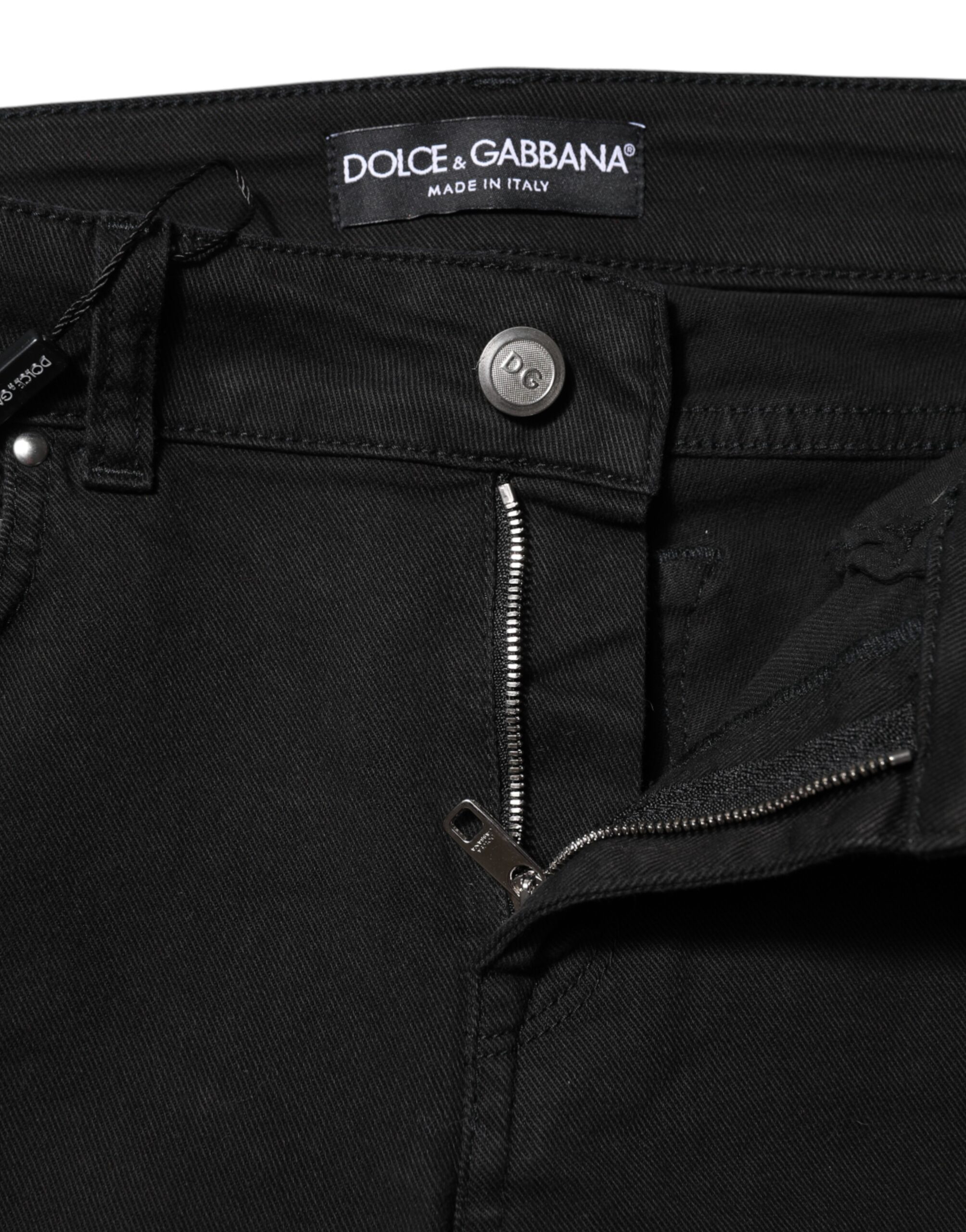 Dolce & Gabbana Black Cotton Skinny Mid Waist Denim Jeans - Image 4