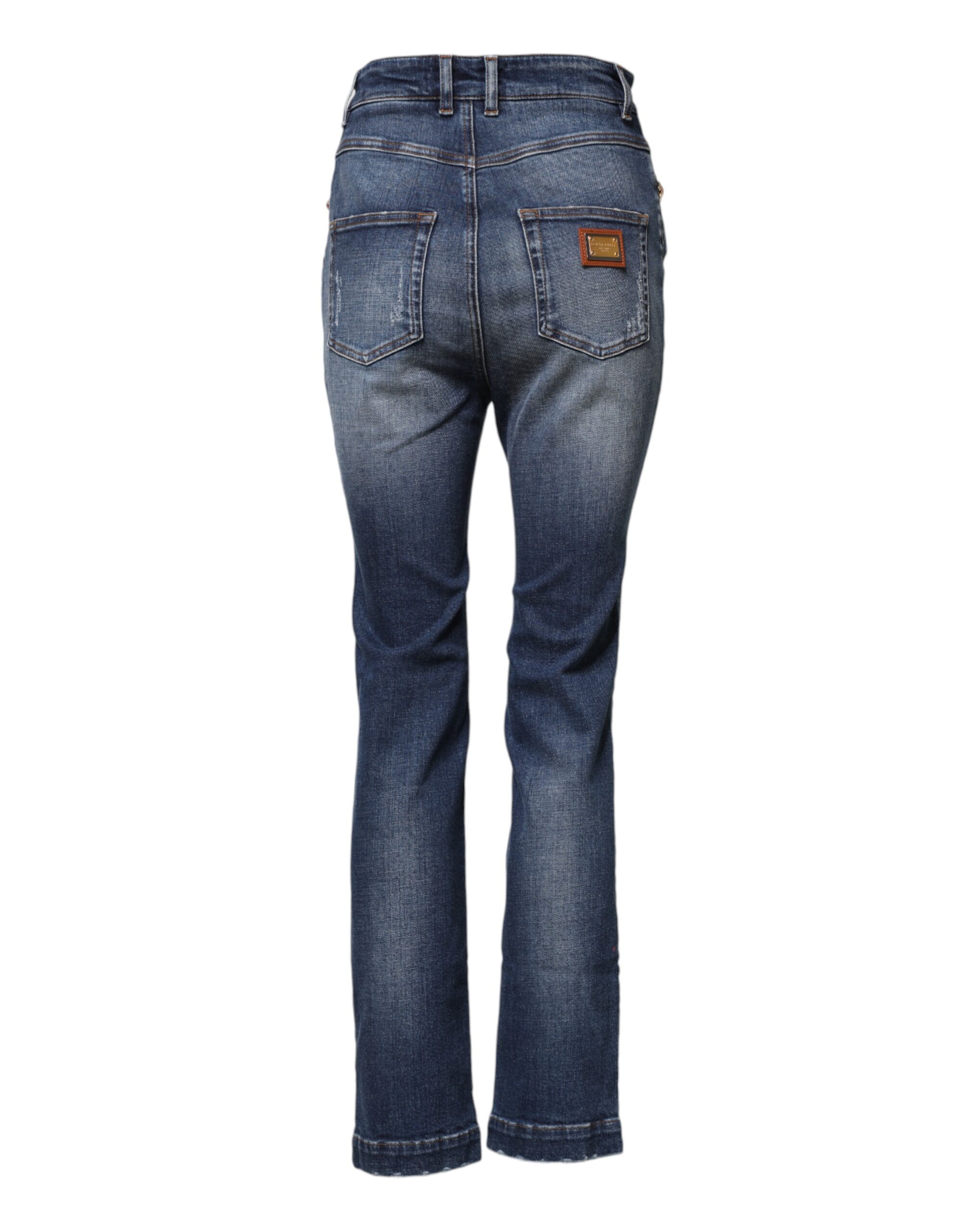 Dolce & Gabbana Blue Rhinestone Embellished Denim Jeans - Image 3