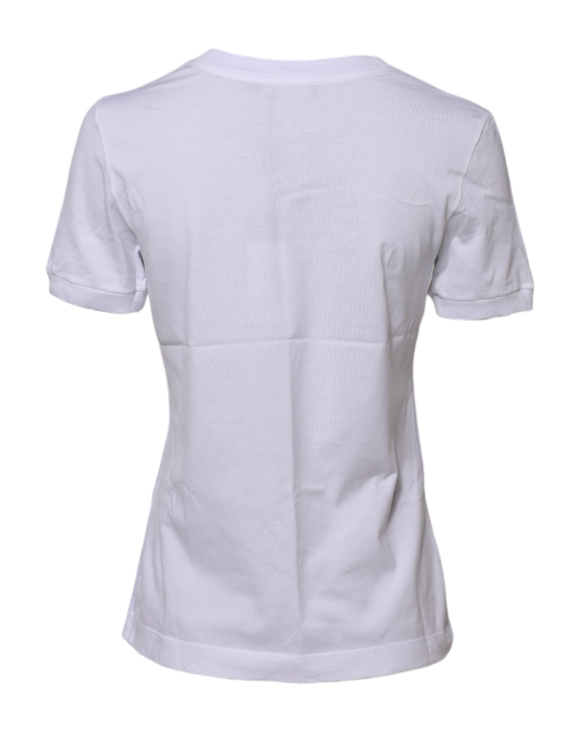 Dolce & Gabbana White Cotton Round Neck Short Sleeves T-shirt - Image 3