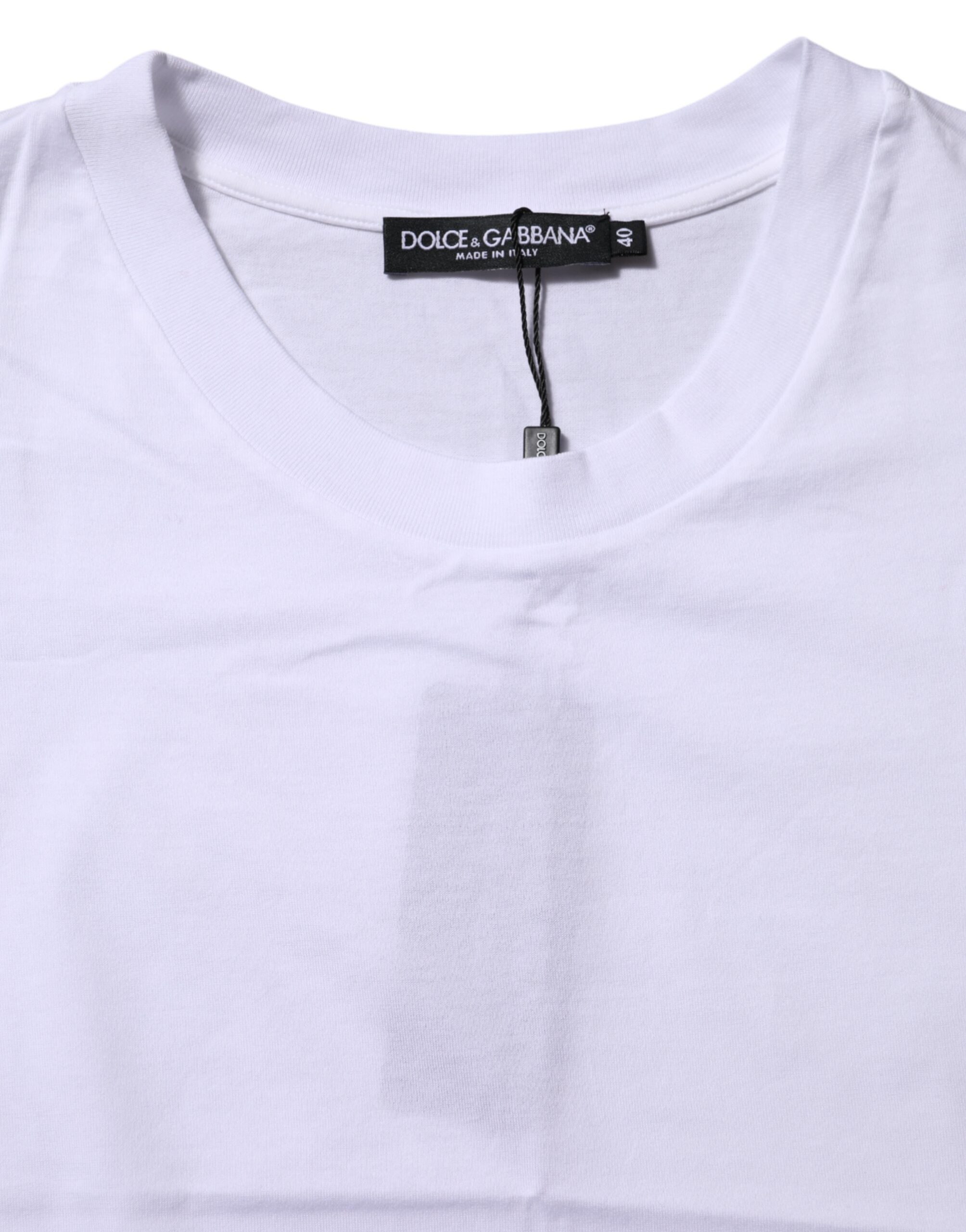 Dolce & Gabbana White Cotton Round Neck Short Sleeves T-shirt - Image 4