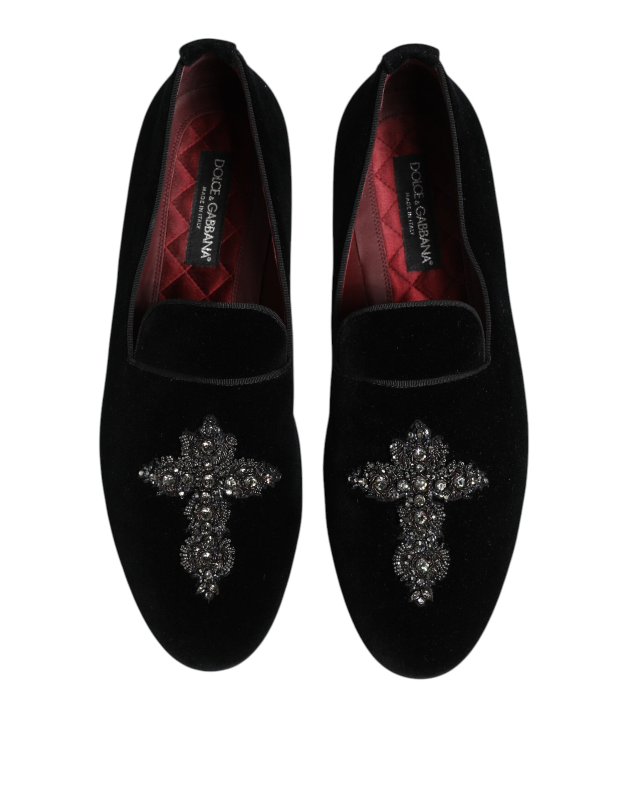 Dolce & Gabbana Black Velvet Crystal Crown Formal Dress Shoes - Image 2