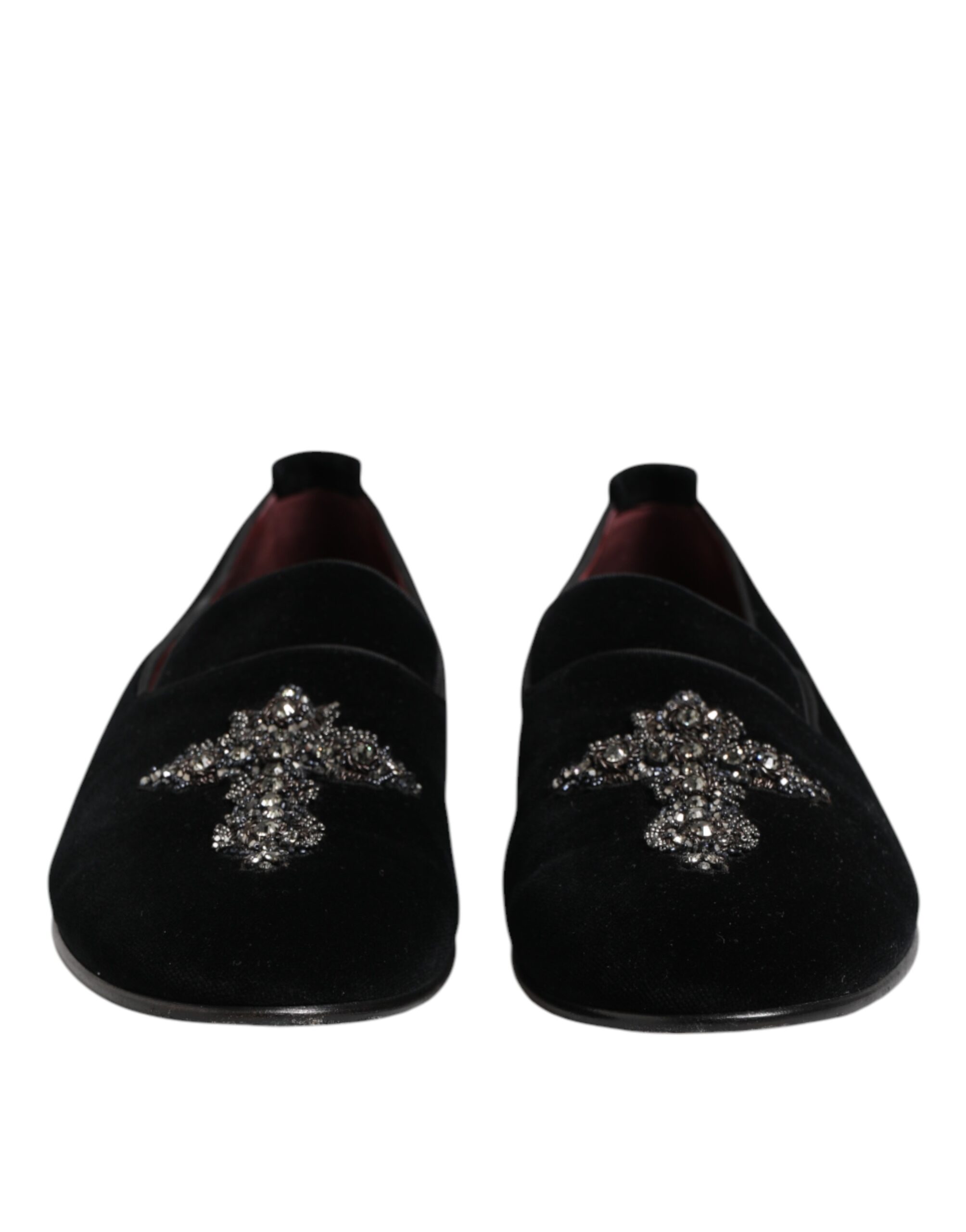 Dolce & Gabbana Black Velvet Crystal Crown Formal Dress Shoes - Image 3