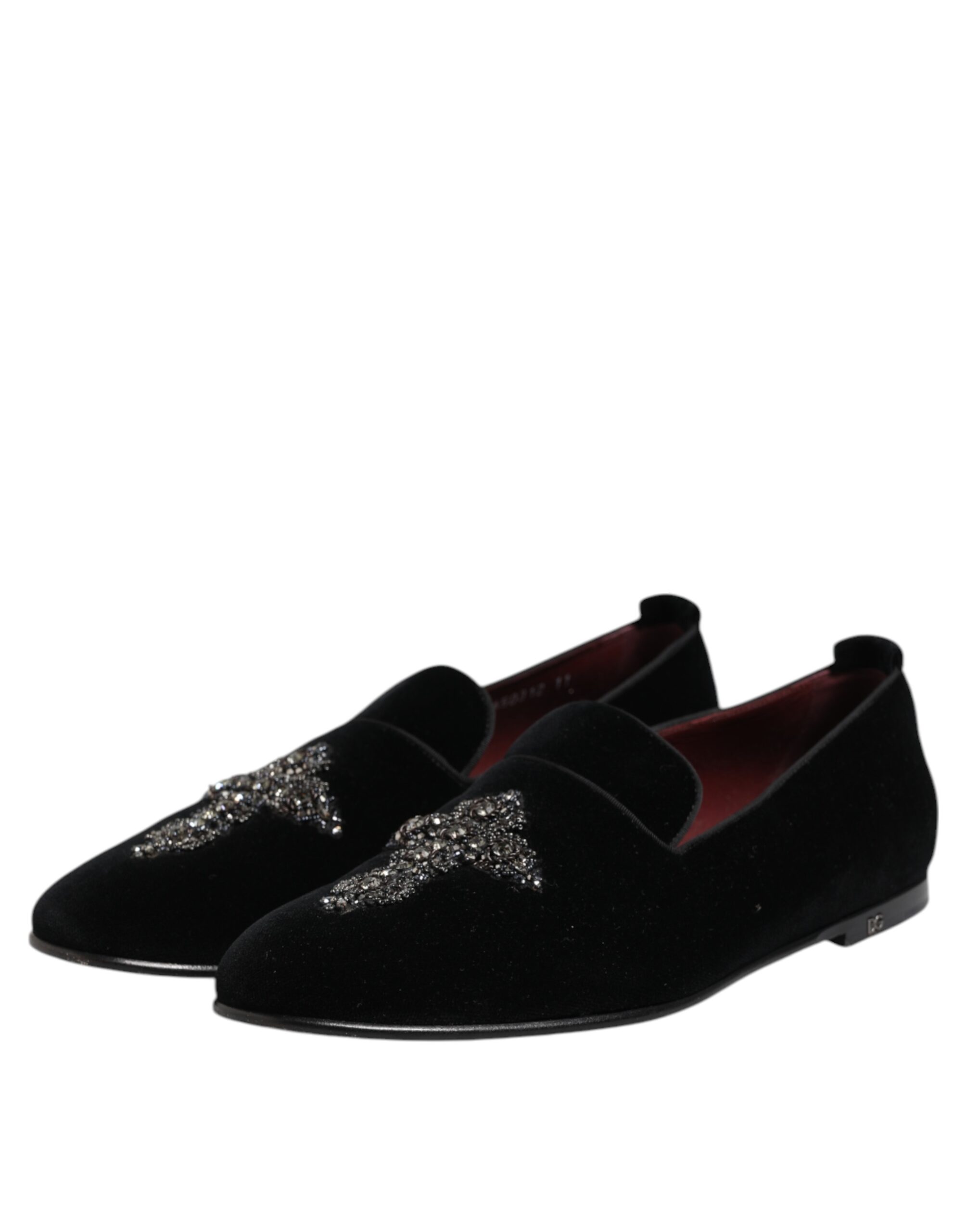Dolce & Gabbana Black Velvet Crystal Crown Formal Dress Shoes - Image 4