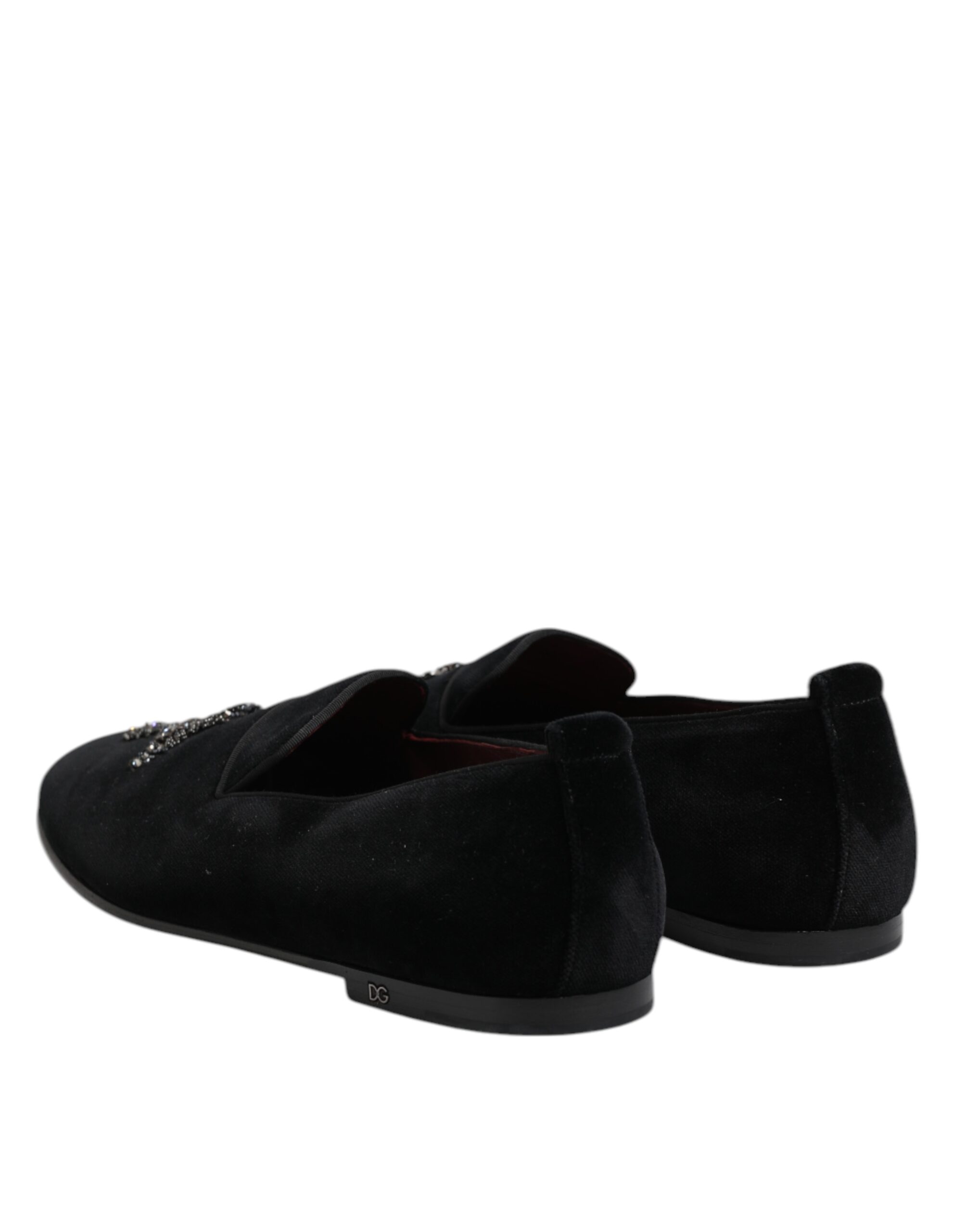 Dolce & Gabbana Black Velvet Crystal Crown Formal Dress Shoes - Image 5