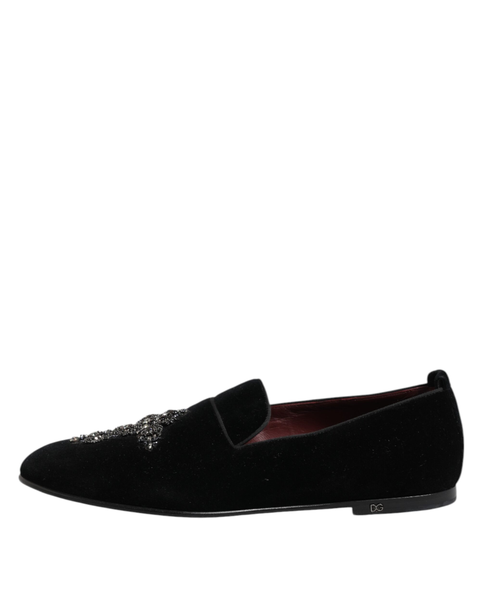 Dolce & Gabbana Black Velvet Crystal Crown Formal Dress Shoes - Image 6