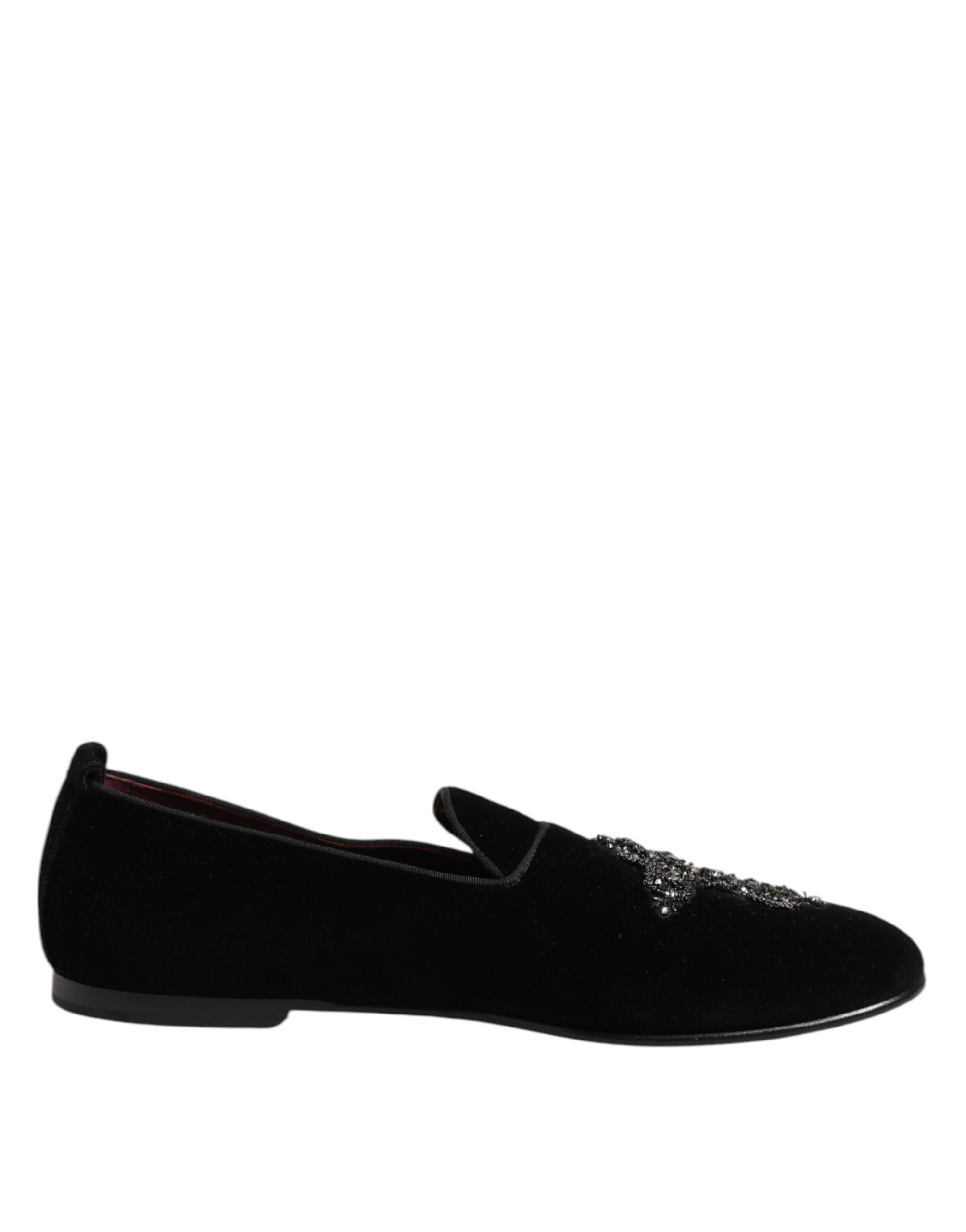 Dolce & Gabbana Black Velvet Crystal Crown Formal Dress Shoes - Image 7