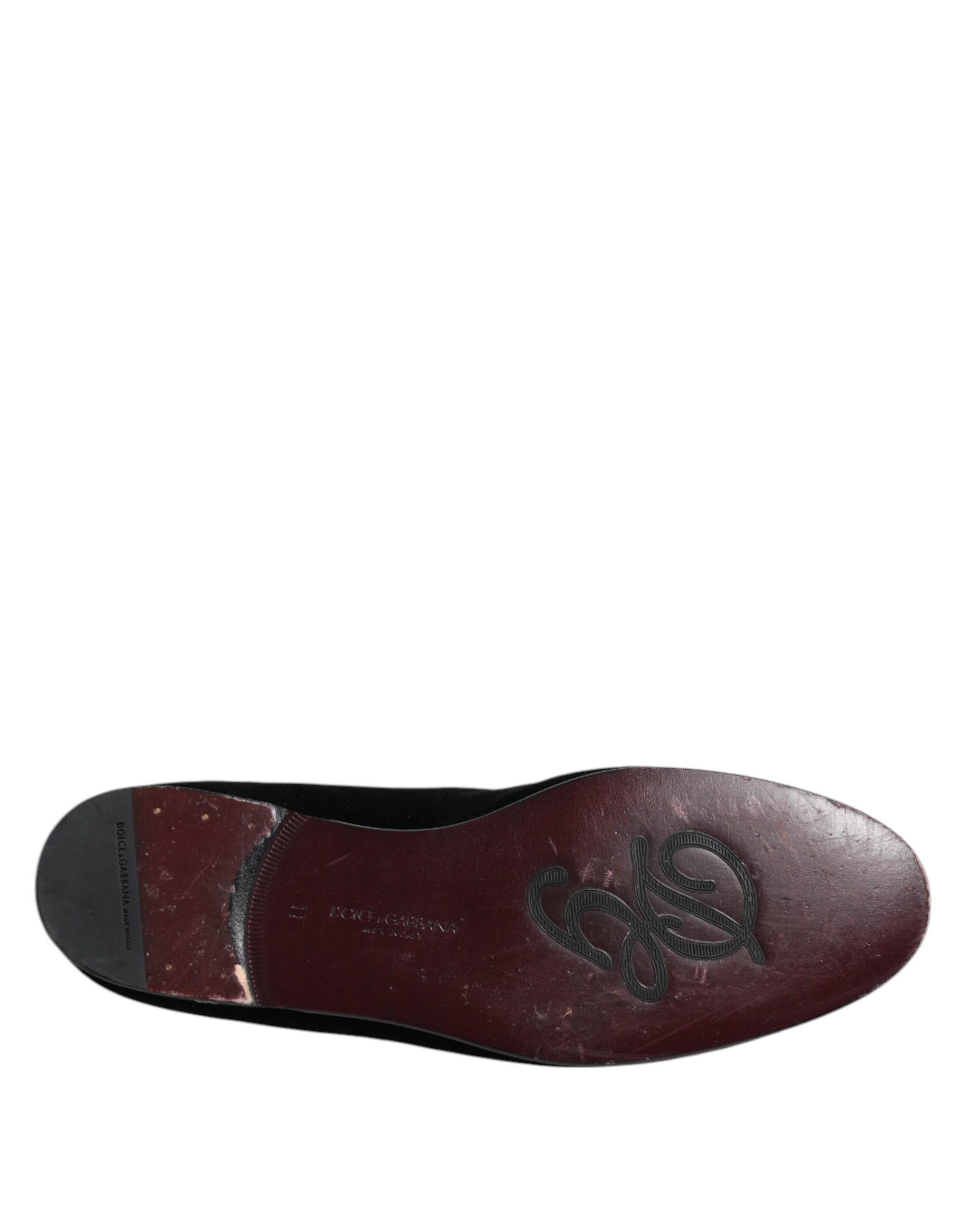 Dolce & Gabbana Black Velvet Crystal Crown Formal Dress Shoes - Image 8