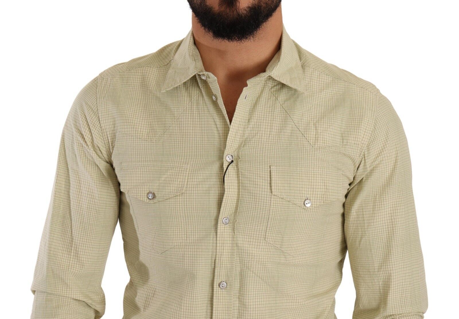 Dolce & Gabbana Yellow SICILIA Cotton Casual Slim Fit Shirt - Image 3