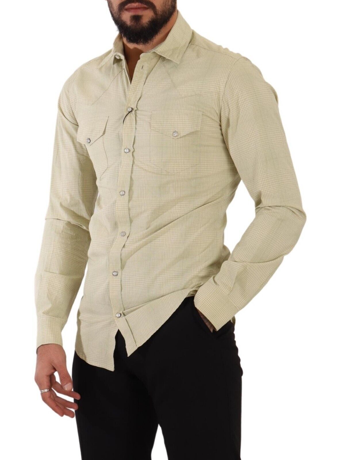 Dolce & Gabbana Yellow SICILIA Cotton Casual Slim Fit Shirt - Image 4