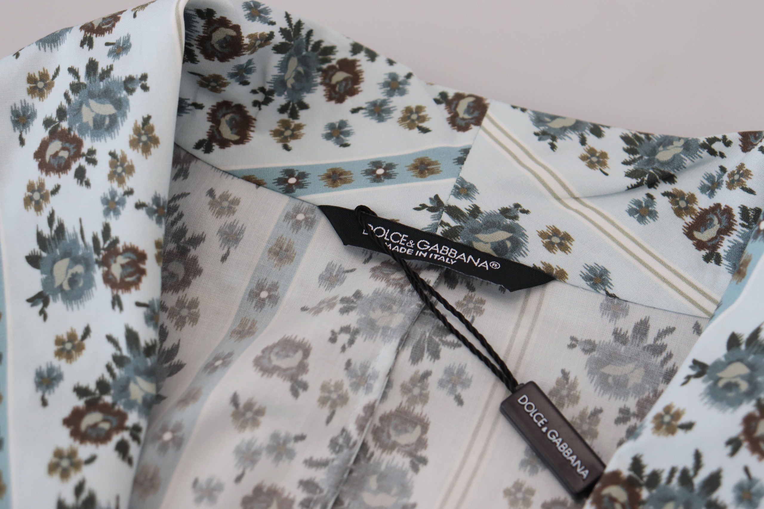 Dolce & Gabbana Blue Floral Cotton Robe Coat Jacket - Image 7
