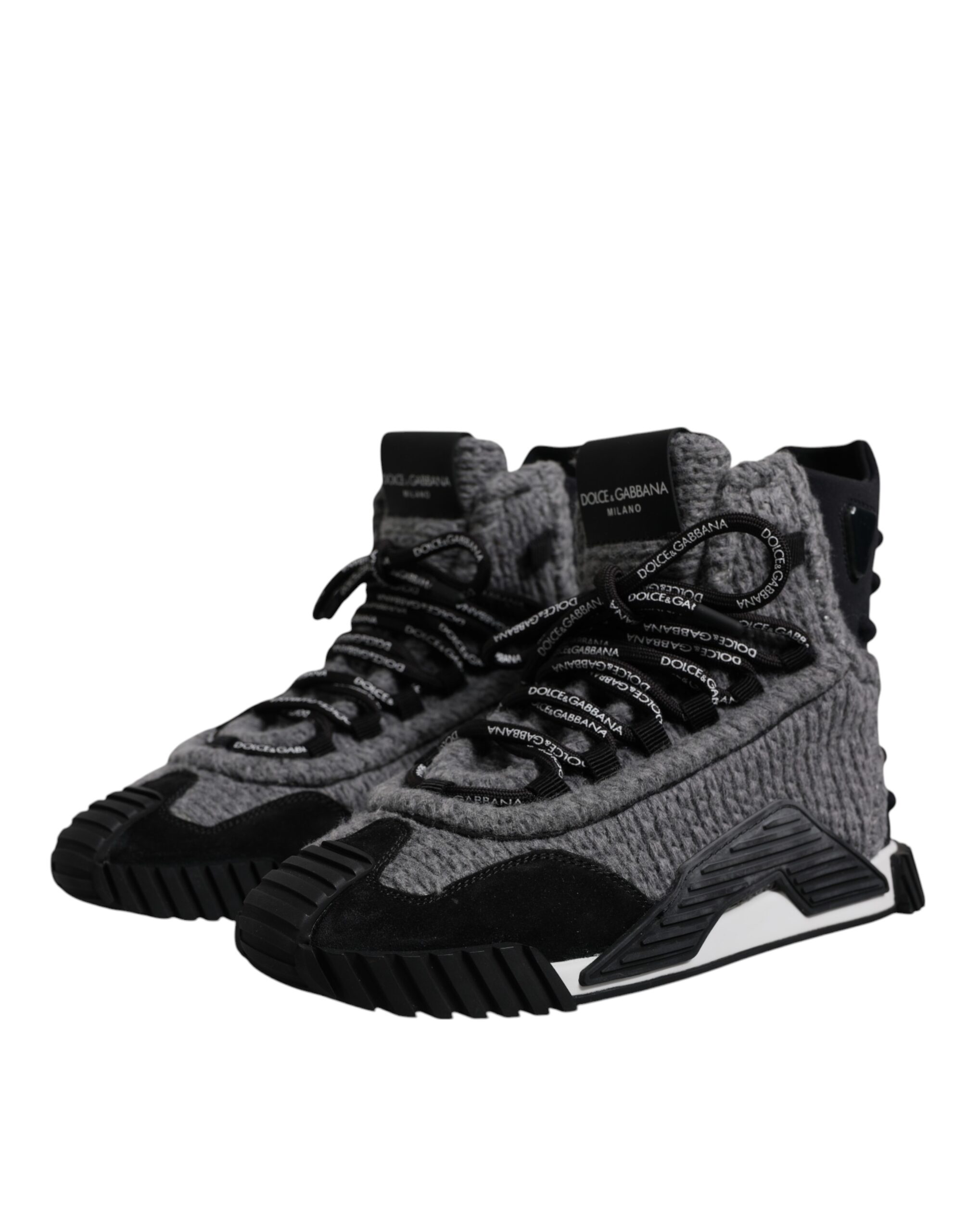 Dolce & Gabbana Gray Black NS1 High Top Boots Sneakers Shoes - Image 3