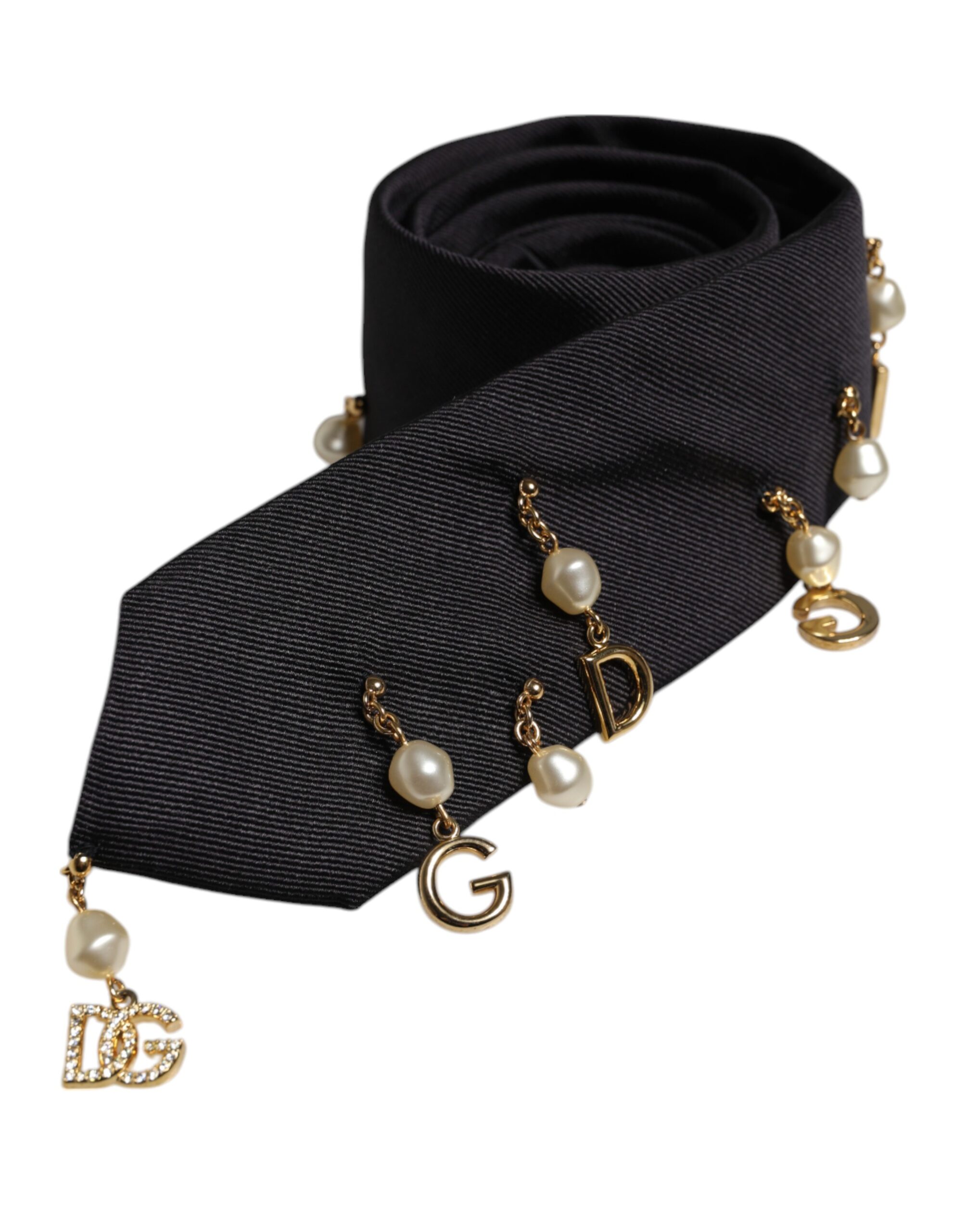 Dolce & Gabbana Black Logo Embellished Adjustable Necktie Tie - Image 3
