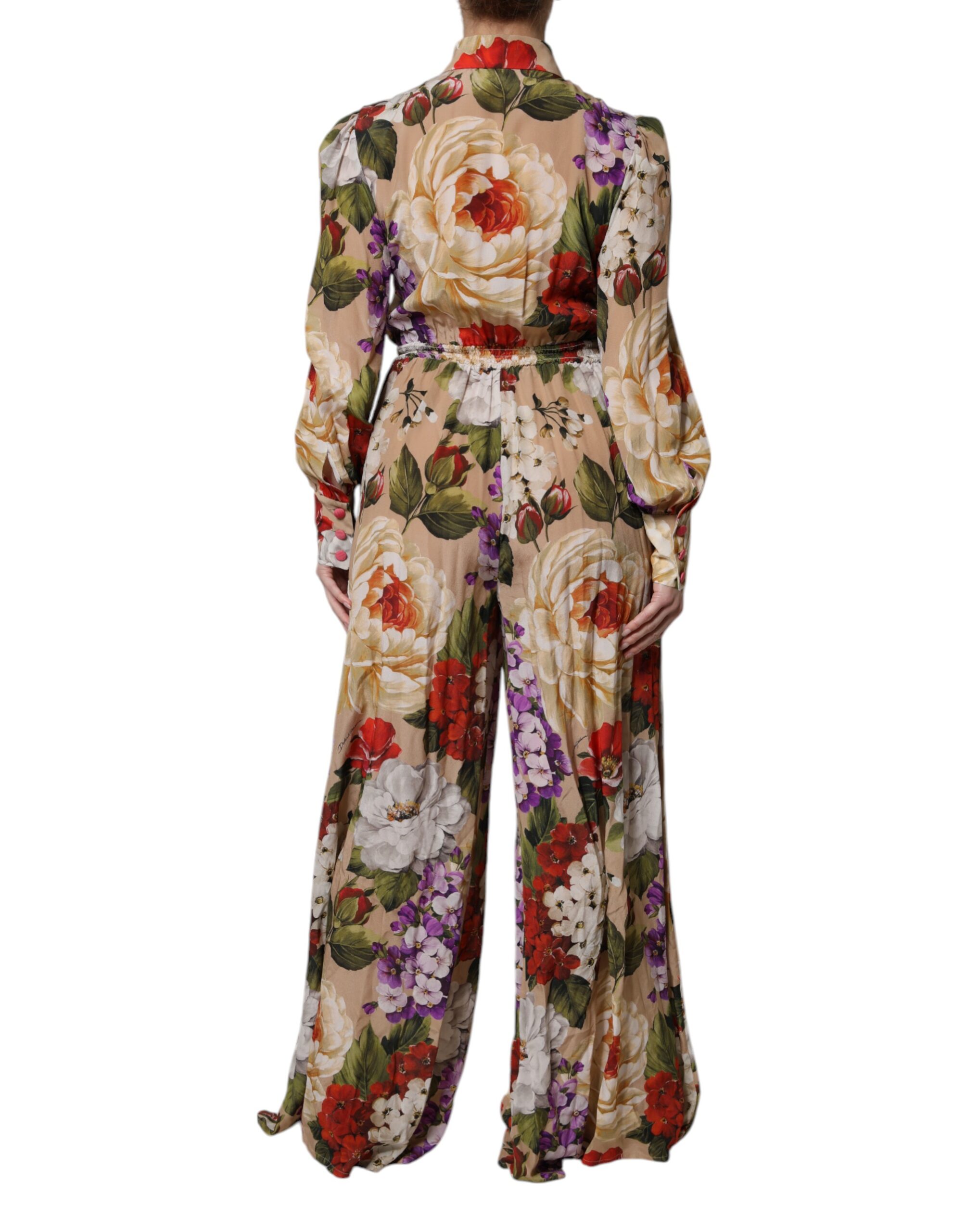 Dolce & Gabbana Multicolor Floral Wide Leg Jumpsuit Dress - Image 4