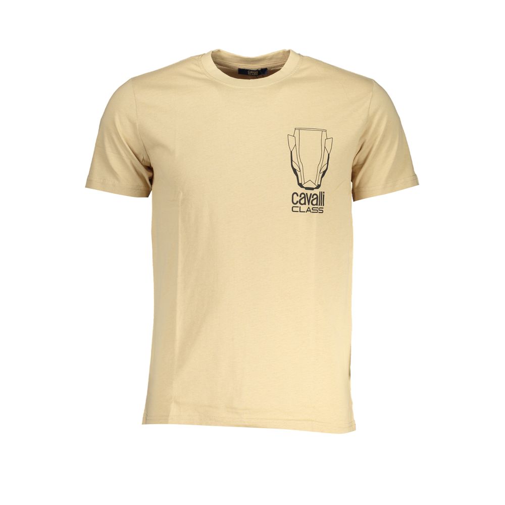 Cavalli Class Beige Cotton Men T-Shirt