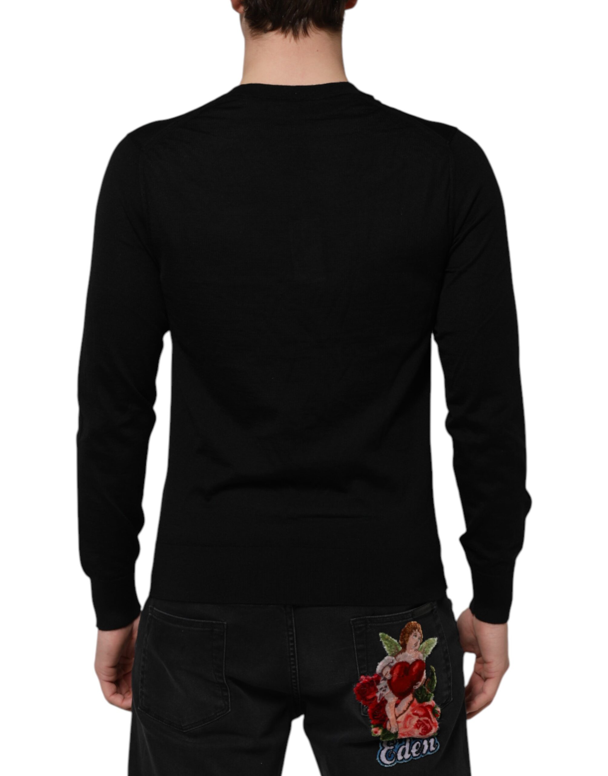 Dolce & Gabbana Dark Gray Embroidered Logo Pullover Sweater - Image 4
