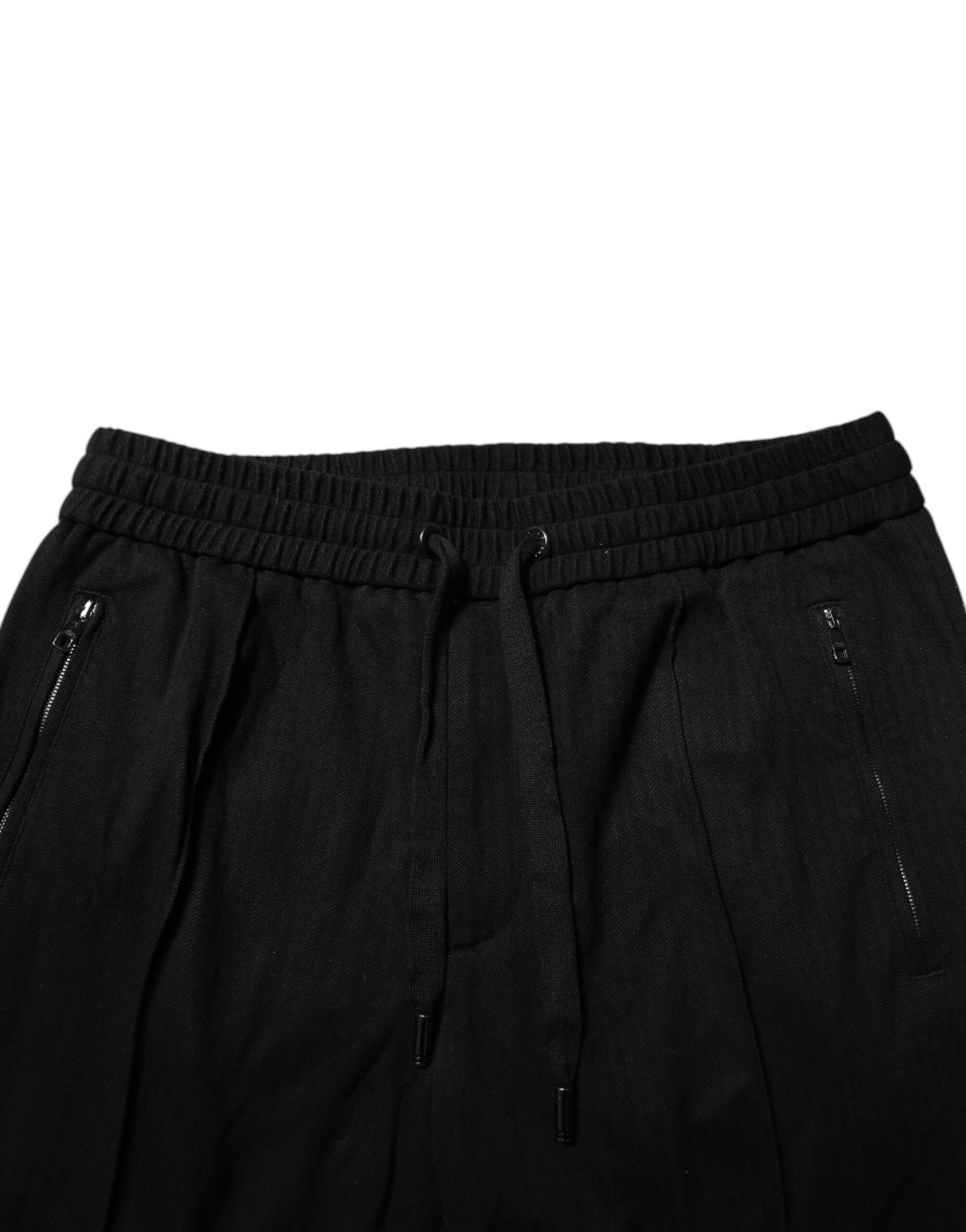 Dolce & Gabbana Black Viscose Skinny Logo Men Jogger Pants - Image 5