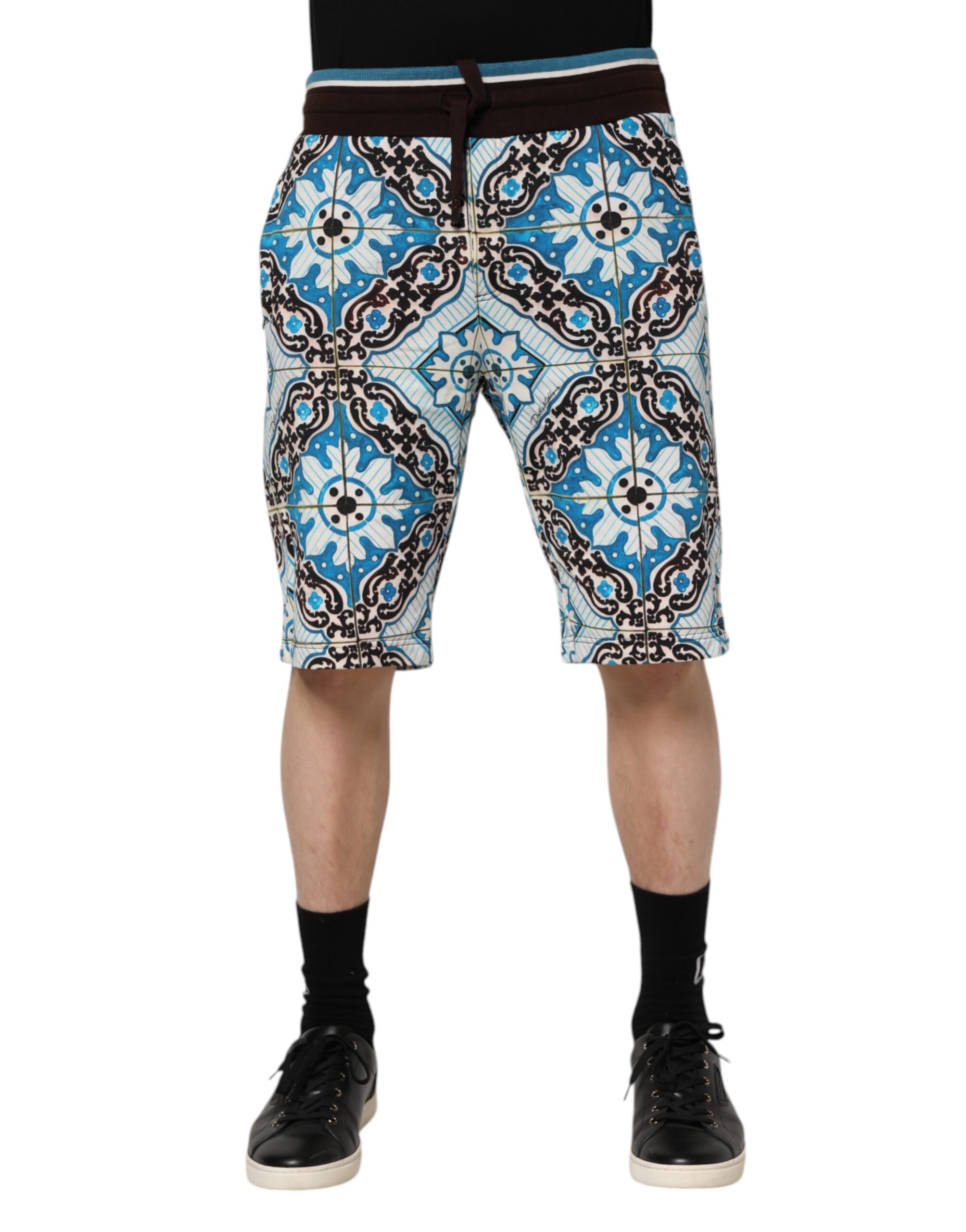 Dolce & Gabbana Multicolor Cotton Maiolica Print Bermuda Shorts - Image 2