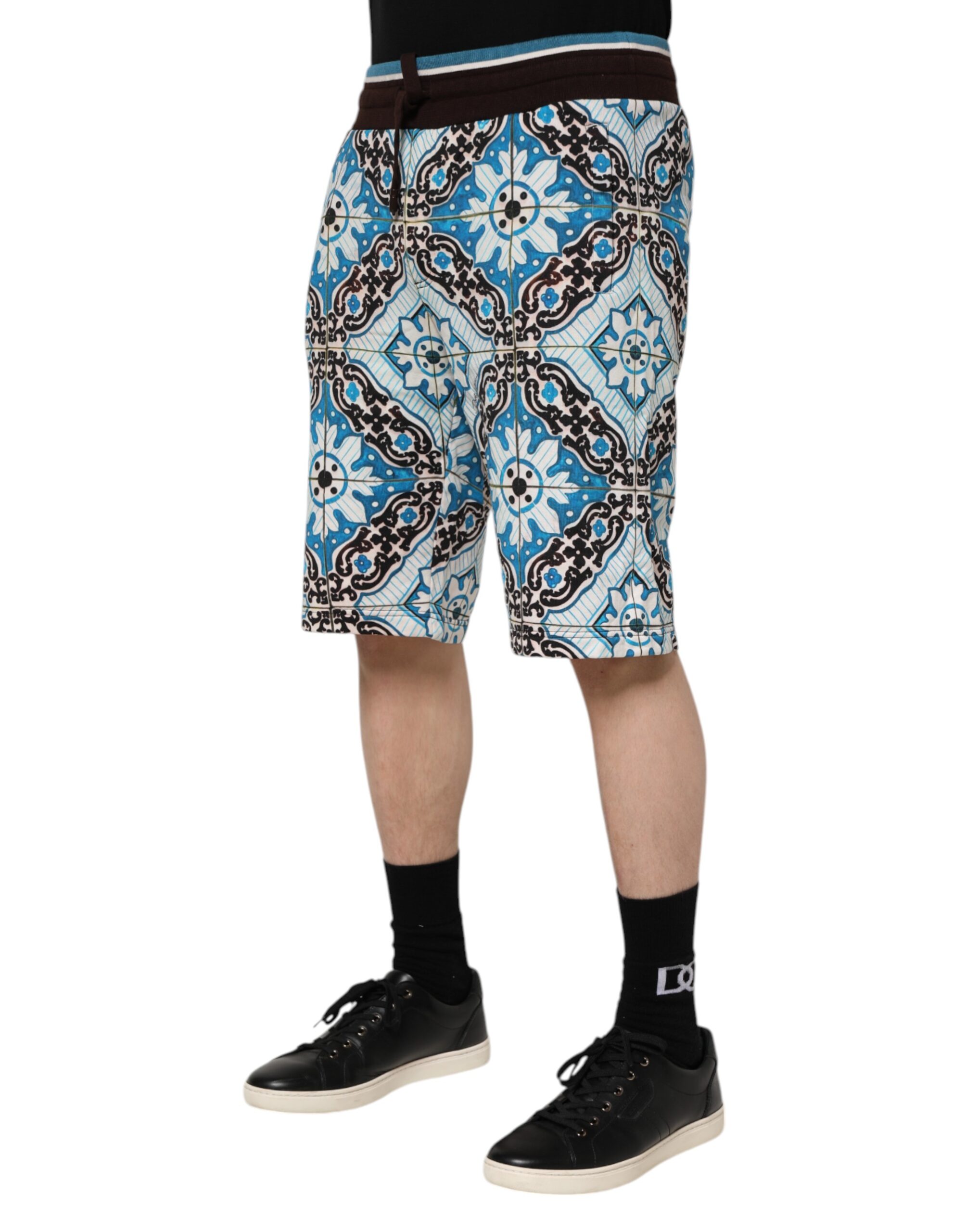 Dolce & Gabbana Multicolor Cotton Maiolica Print Bermuda Shorts - Image 3