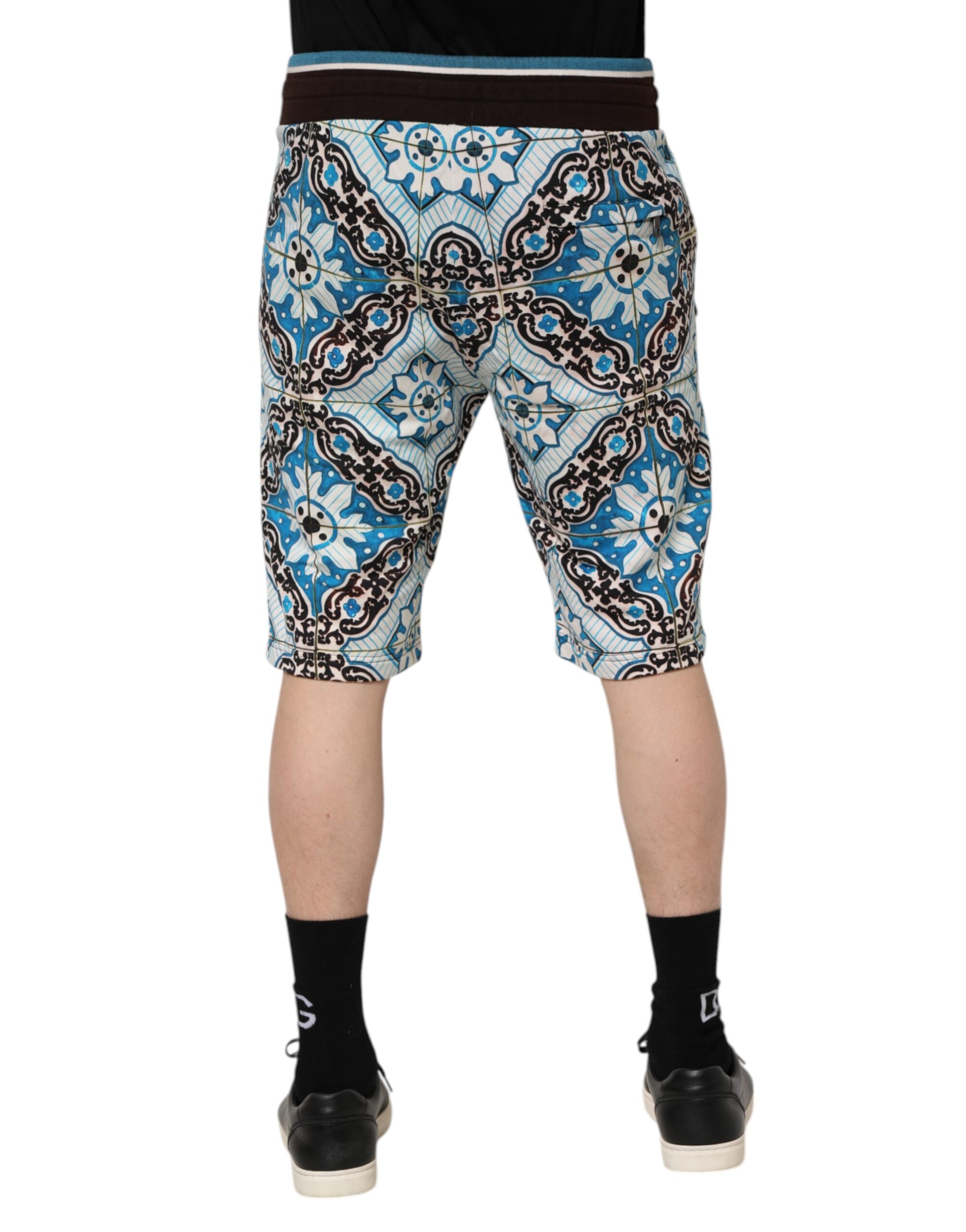 Dolce & Gabbana Multicolor Cotton Maiolica Print Bermuda Shorts - Image 4