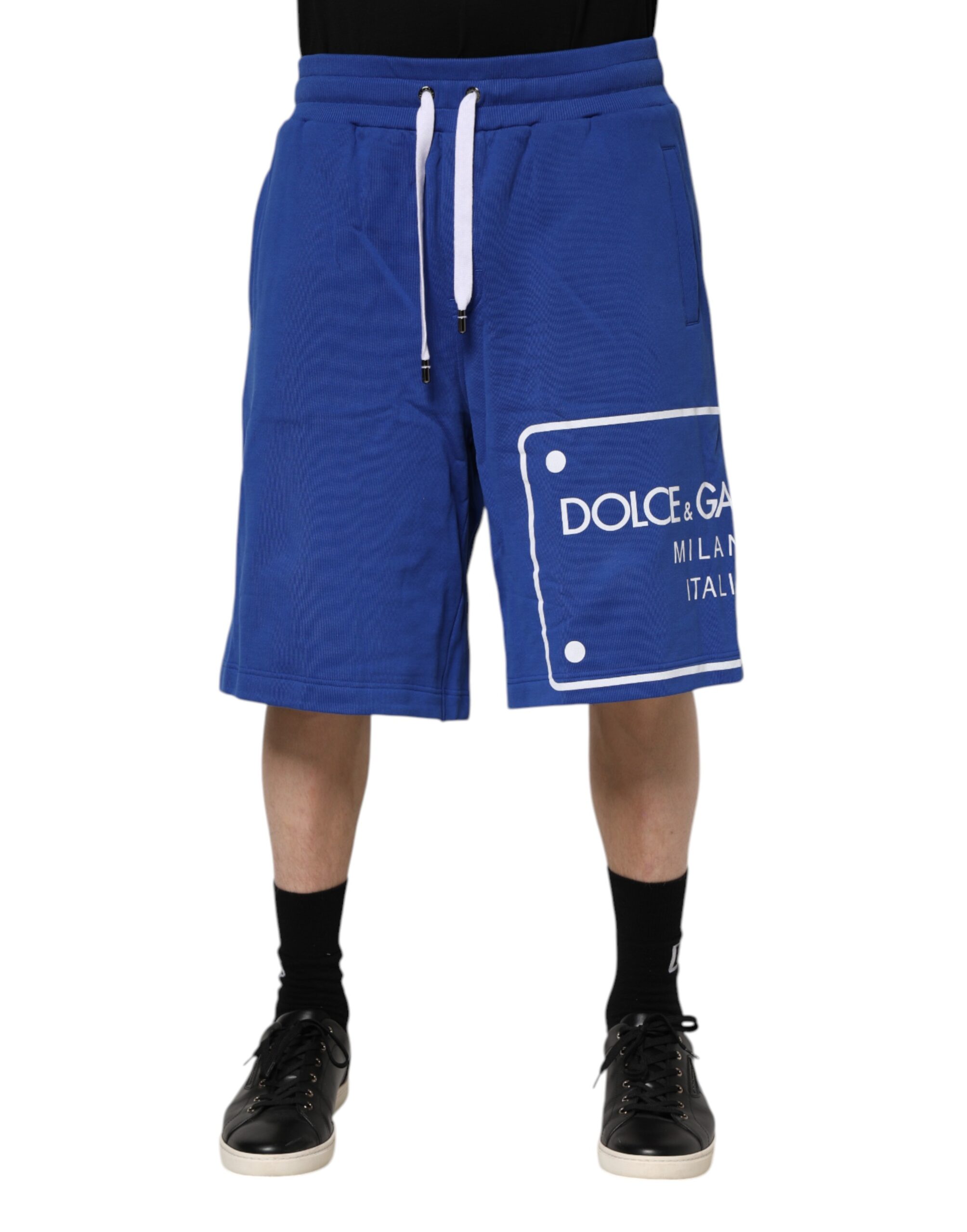 Dolce & Gabbana Blue Logo Cotton Bermuda Sweatshorts Shorts - Image 2