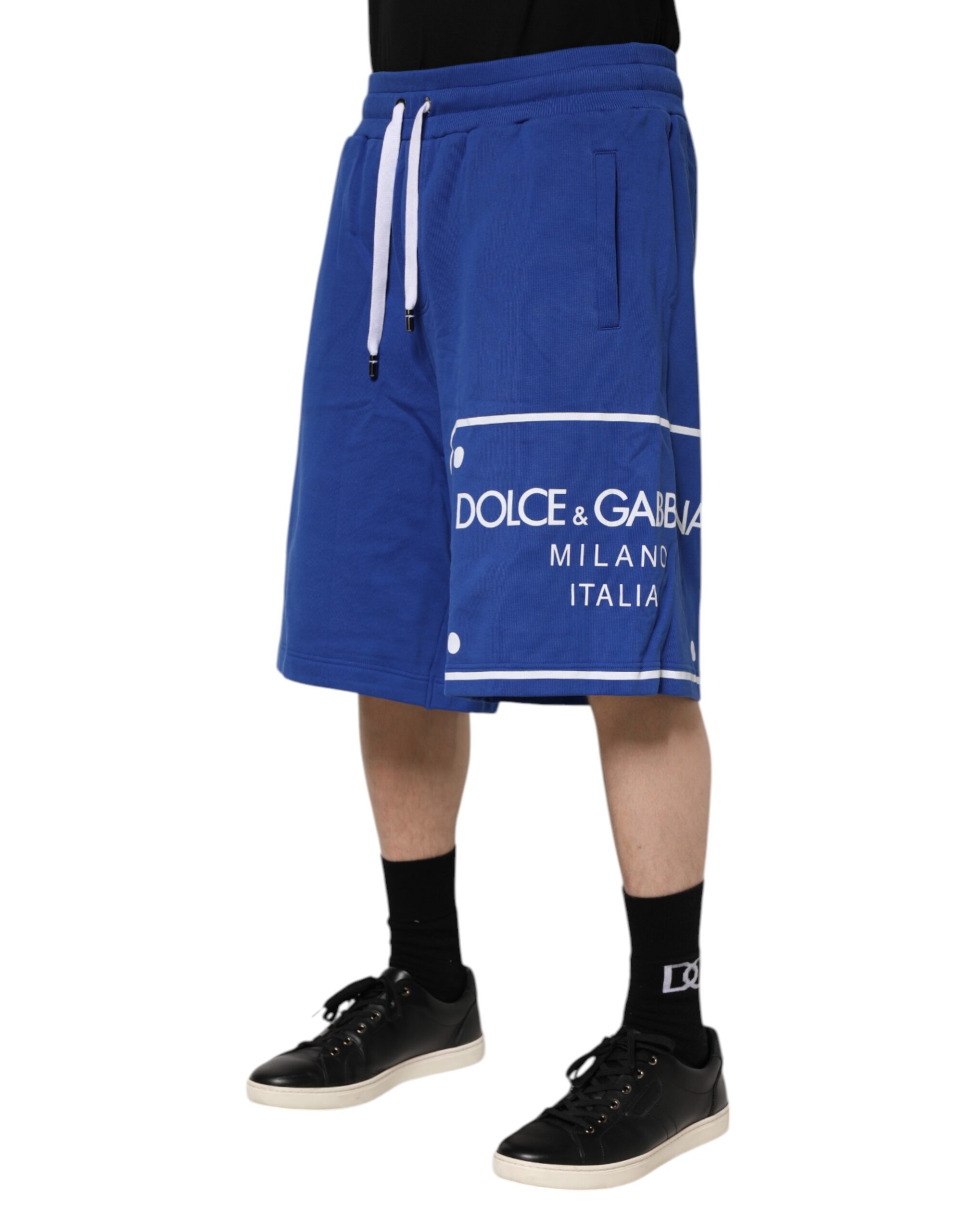 Dolce & Gabbana Blue Logo Cotton Bermuda Sweatshorts Shorts - Image 3