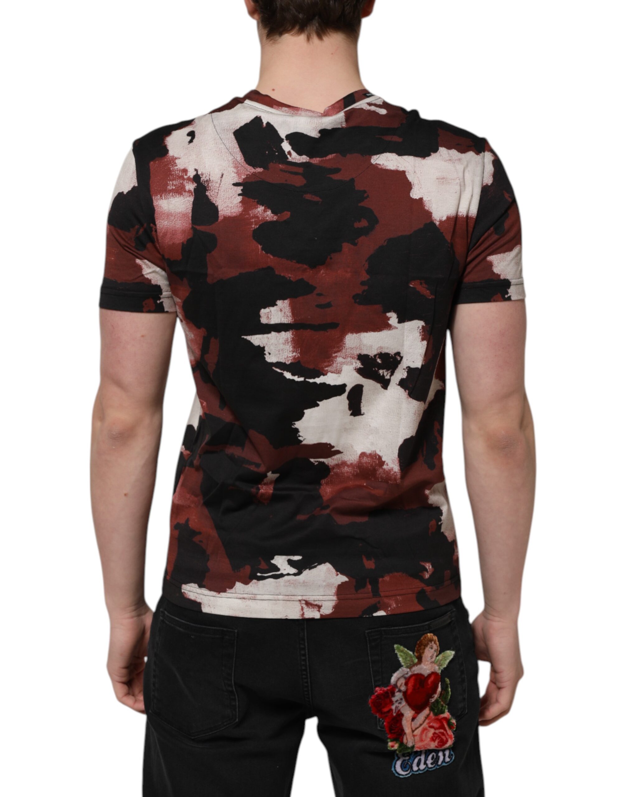 Dolce & Gabbana Multicolor Camouflage Men Crew Neck T-shirt - Image 4