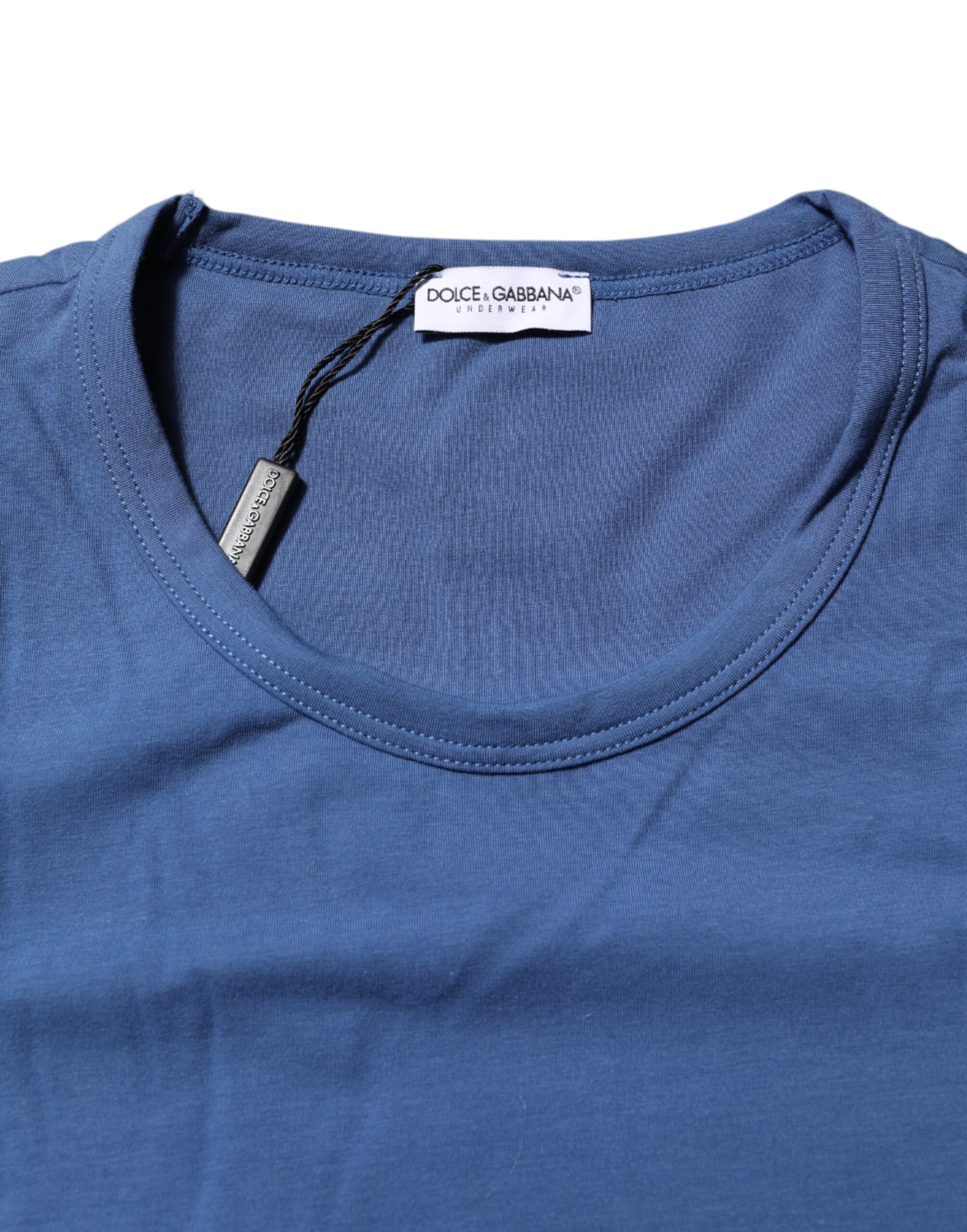 Dolce & Gabbana Blue Cotton Men Round Neck Underwear T-shirt - Image 5