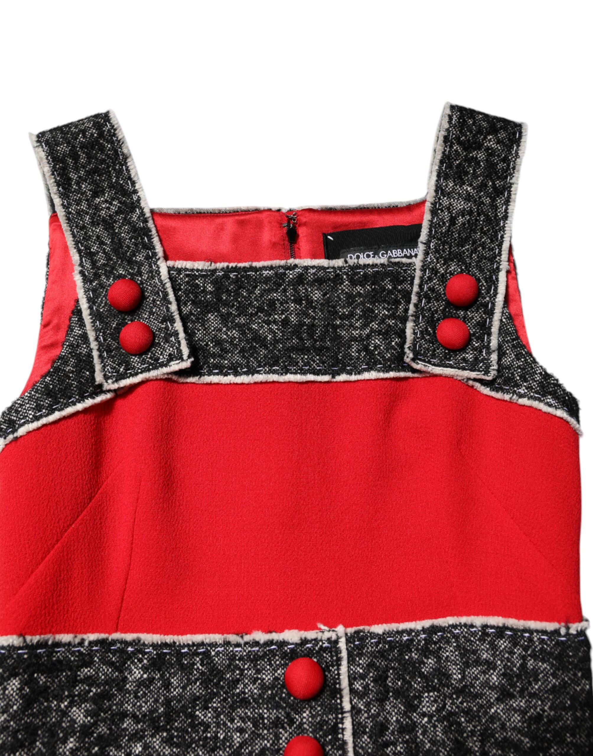 Dolce & Gabbana Red Wool Sleeveless A-line Flared Mini Dress - Image 4